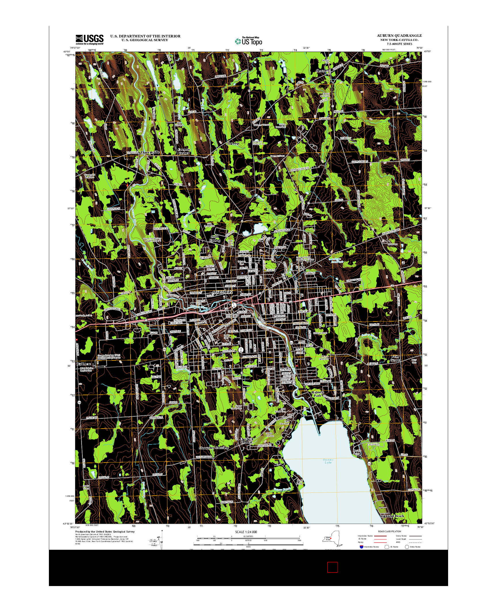 USGS US TOPO 7.5-MINUTE MAP FOR AUBURN, NY 2013