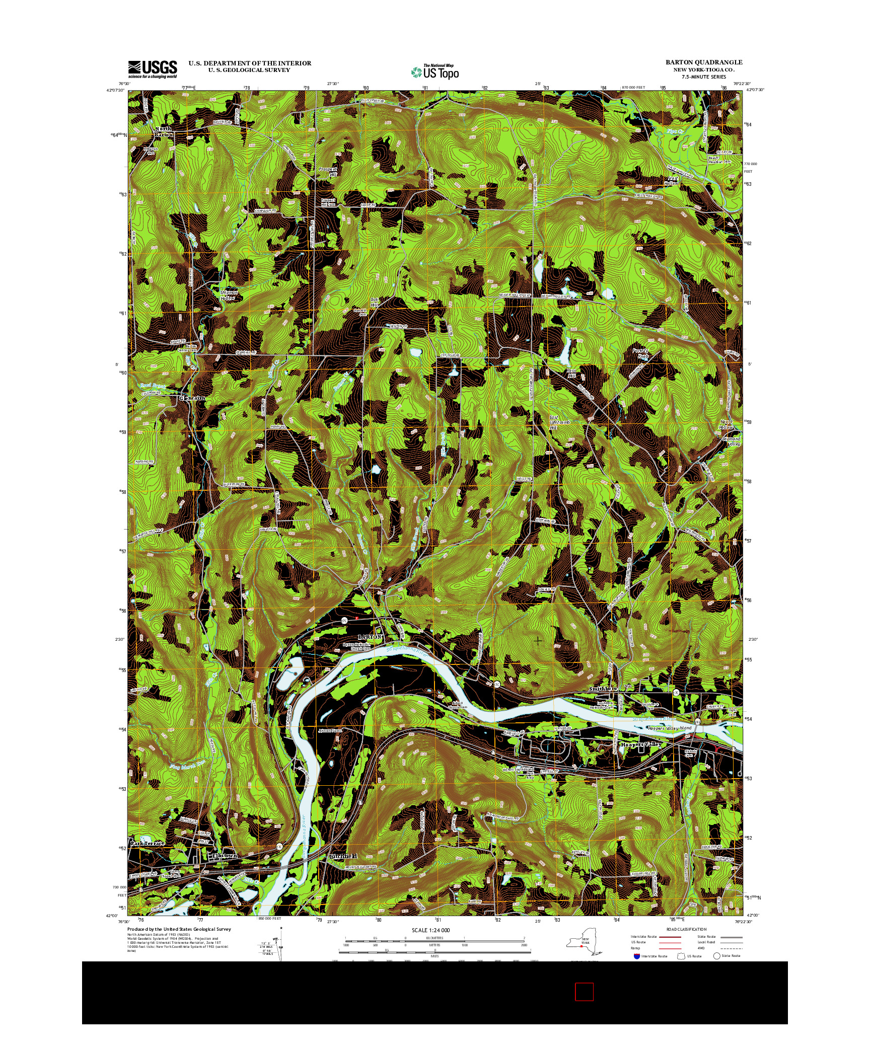 USGS US TOPO 7.5-MINUTE MAP FOR BARTON, NY 2013