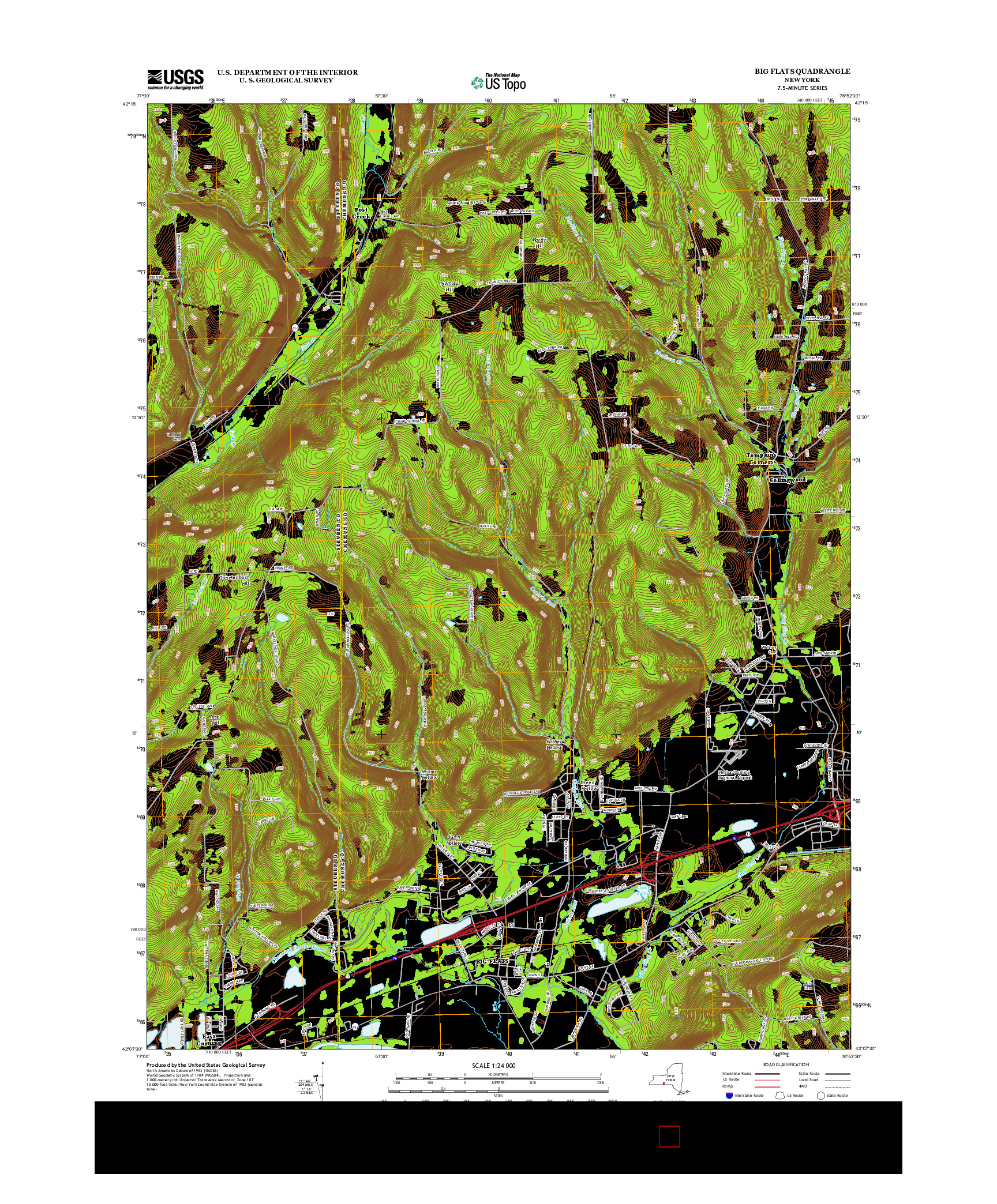 USGS US TOPO 7.5-MINUTE MAP FOR BIG FLATS, NY 2013