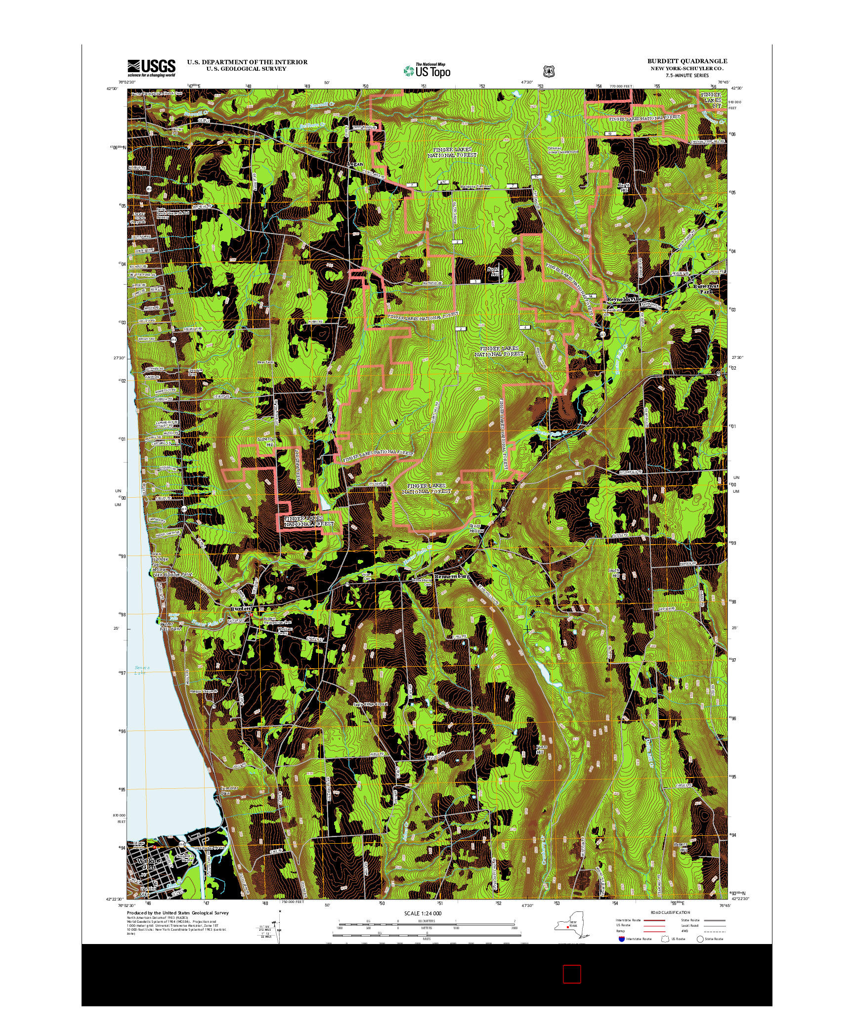 USGS US TOPO 7.5-MINUTE MAP FOR BURDETT, NY 2013