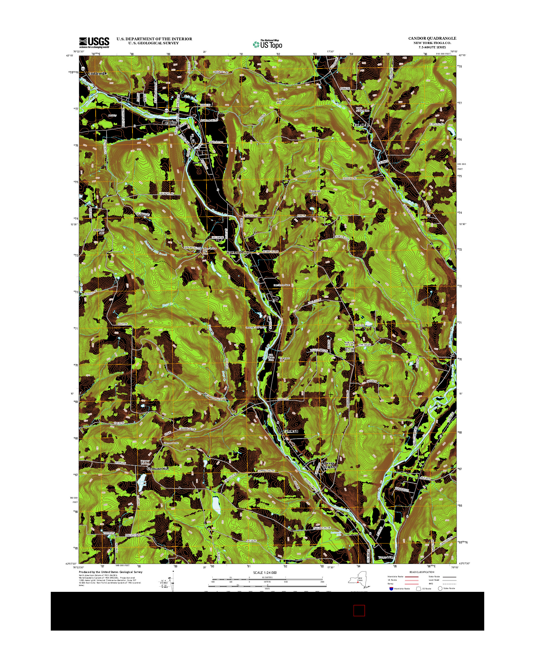 USGS US TOPO 7.5-MINUTE MAP FOR CANDOR, NY 2013