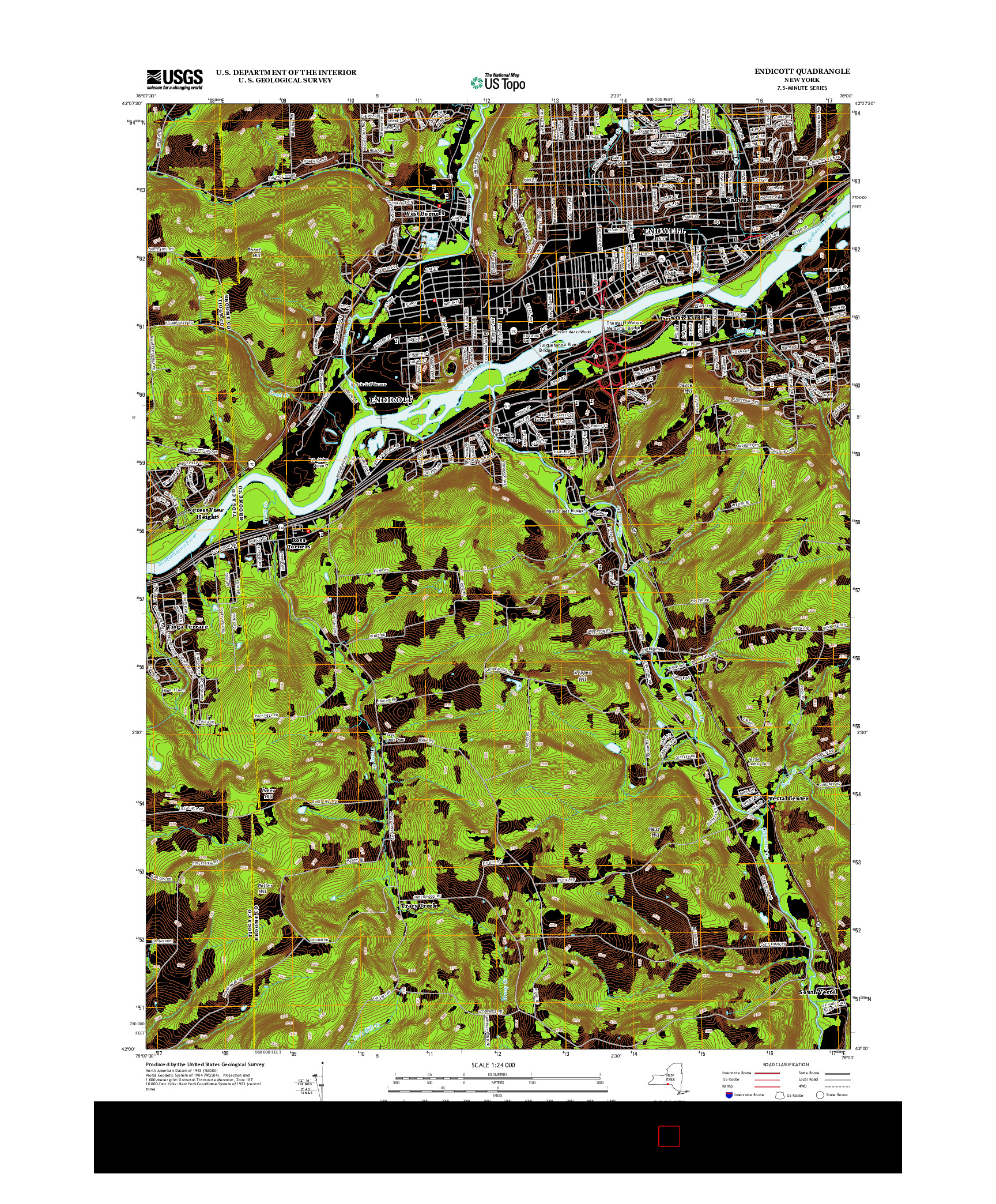 USGS US TOPO 7.5-MINUTE MAP FOR ENDICOTT, NY 2013
