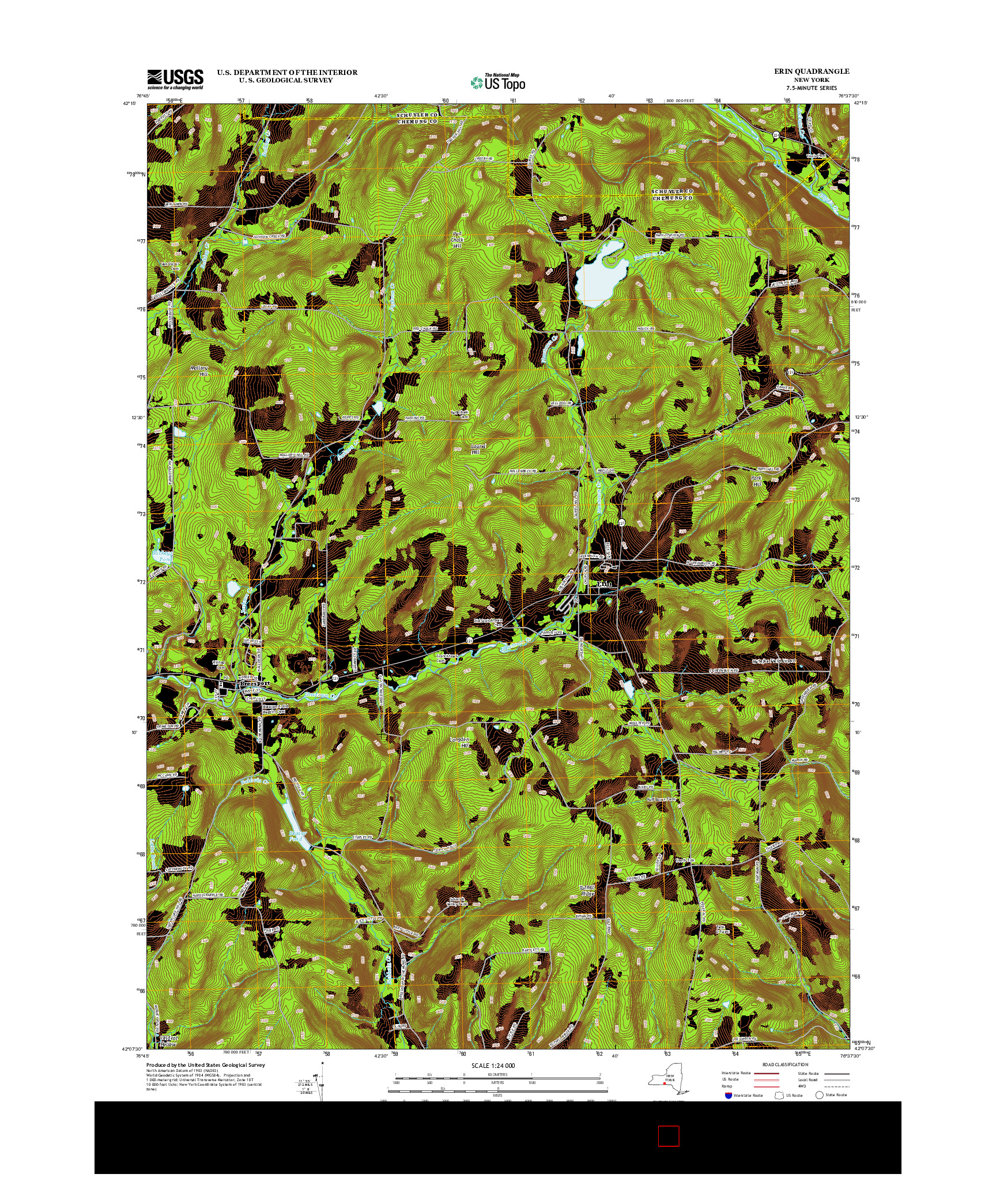 USGS US TOPO 7.5-MINUTE MAP FOR ERIN, NY 2013