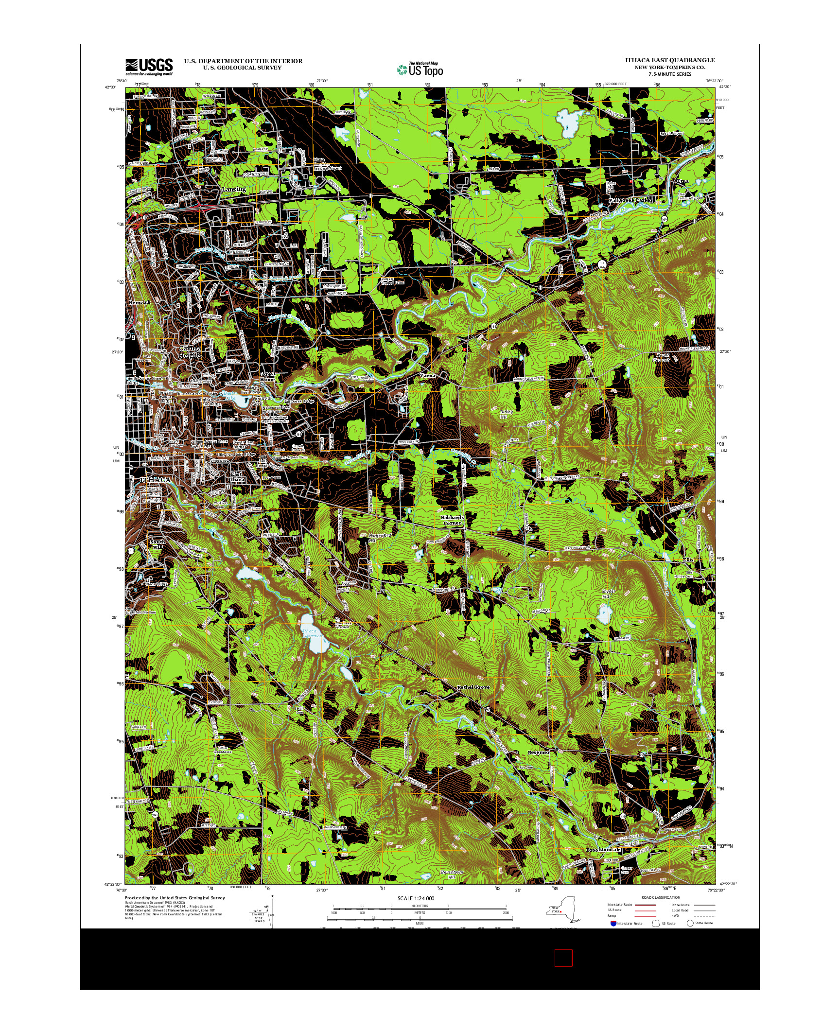 USGS US TOPO 7.5-MINUTE MAP FOR ITHACA EAST, NY 2013