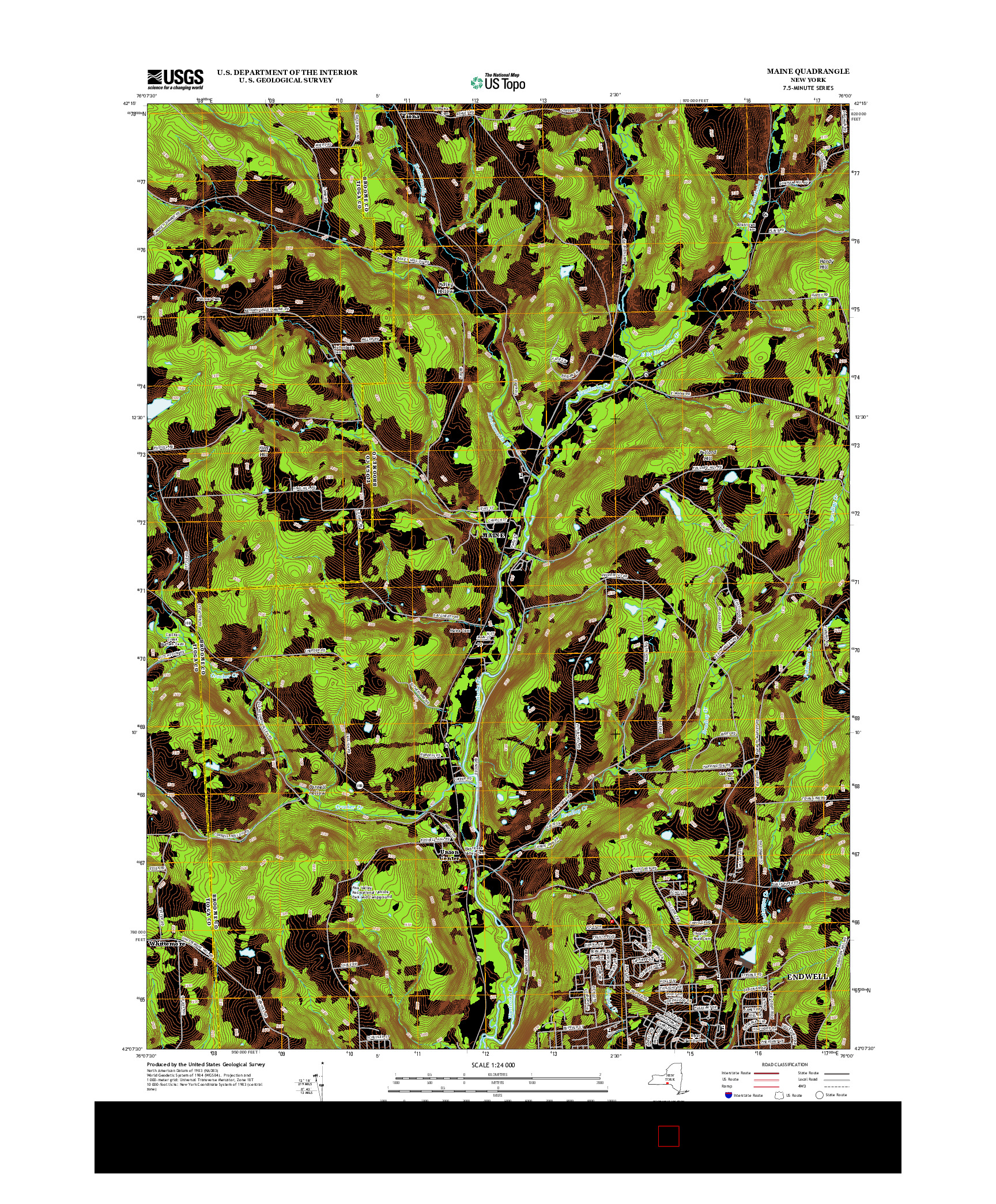 USGS US TOPO 7.5-MINUTE MAP FOR MAINE, NY 2013
