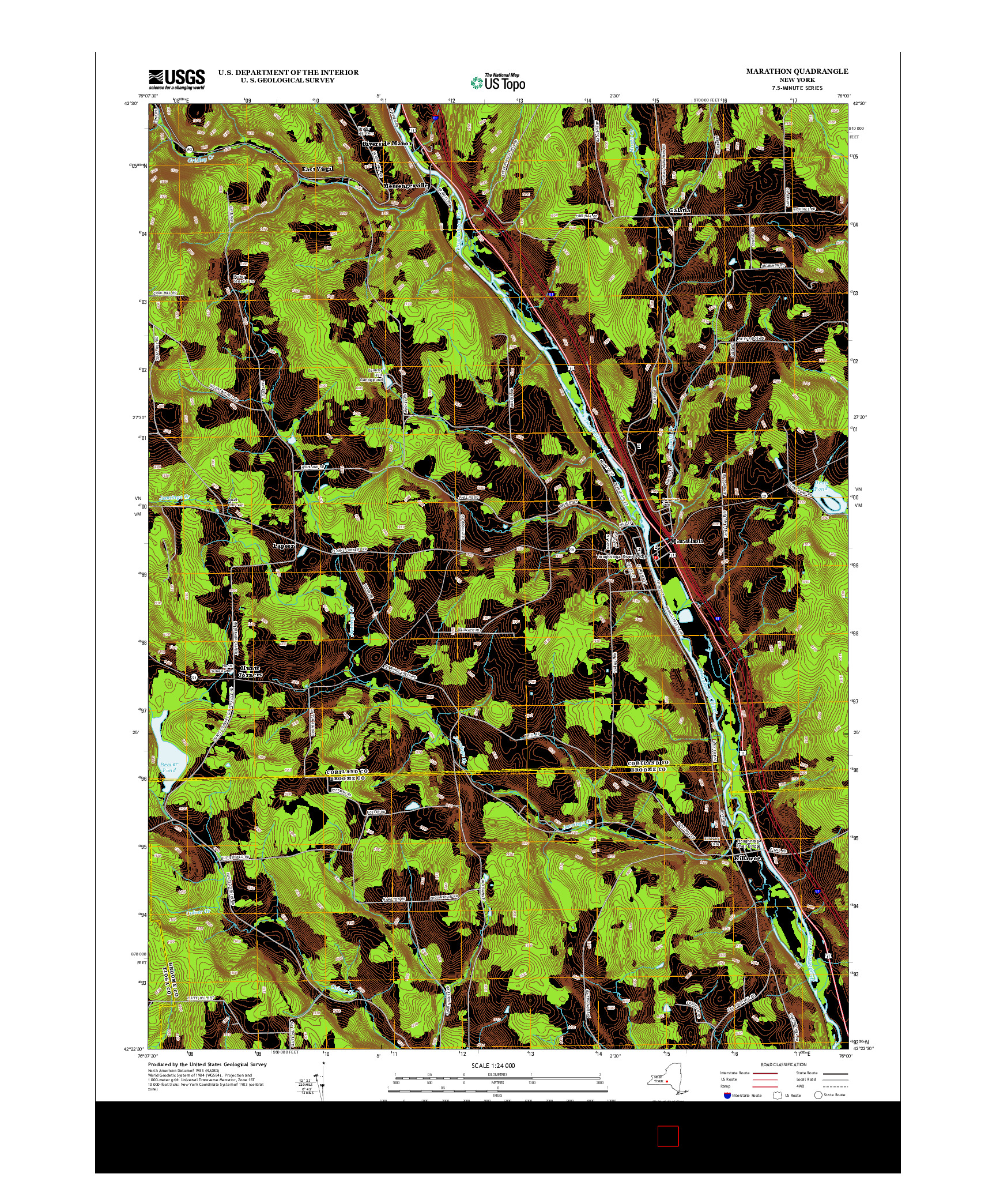 USGS US TOPO 7.5-MINUTE MAP FOR MARATHON, NY 2013