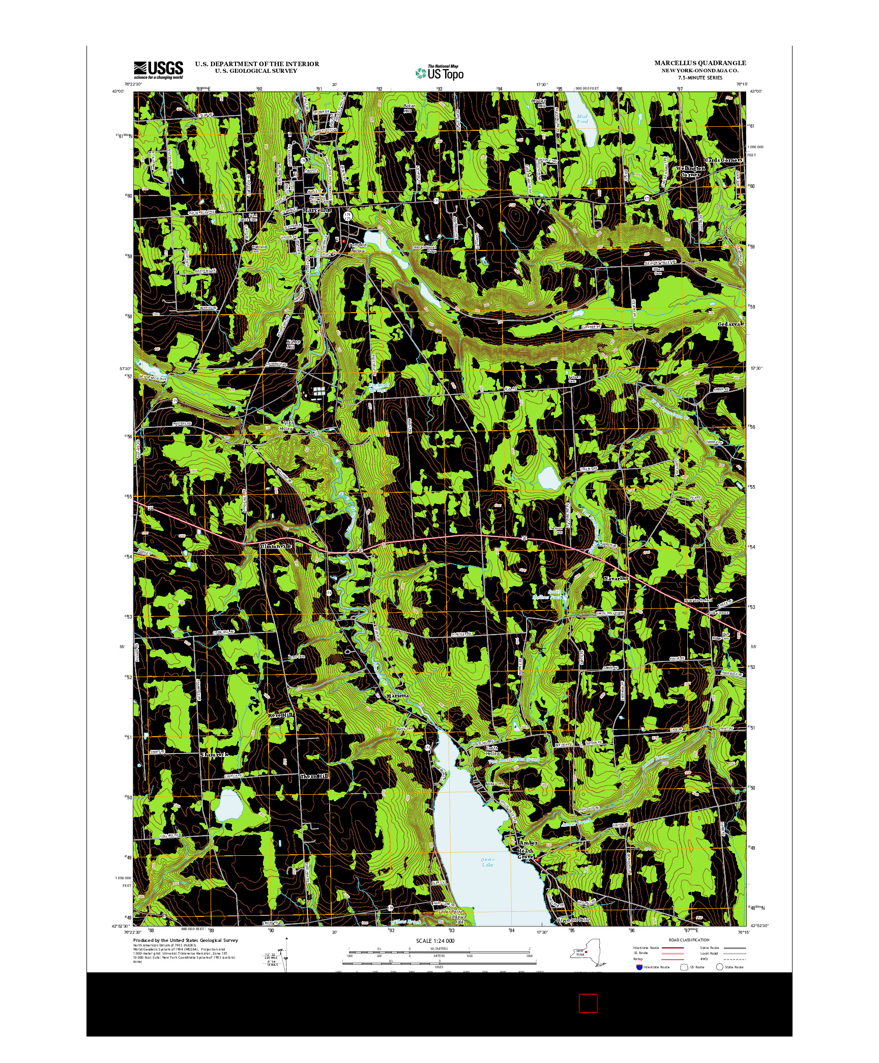 USGS US TOPO 7.5-MINUTE MAP FOR MARCELLUS, NY 2013