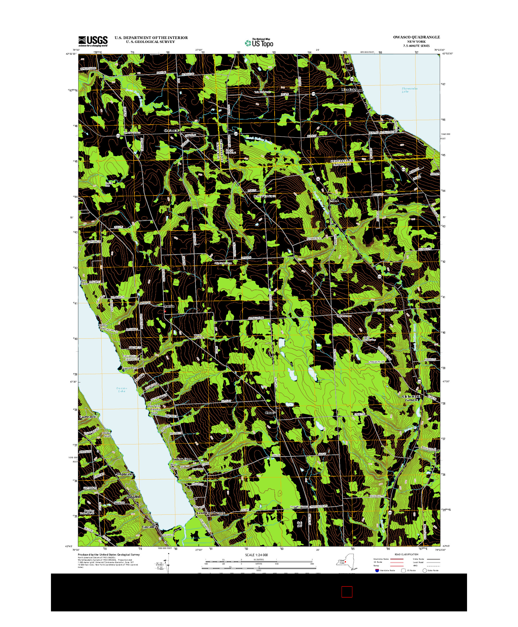 USGS US TOPO 7.5-MINUTE MAP FOR OWASCO, NY 2013