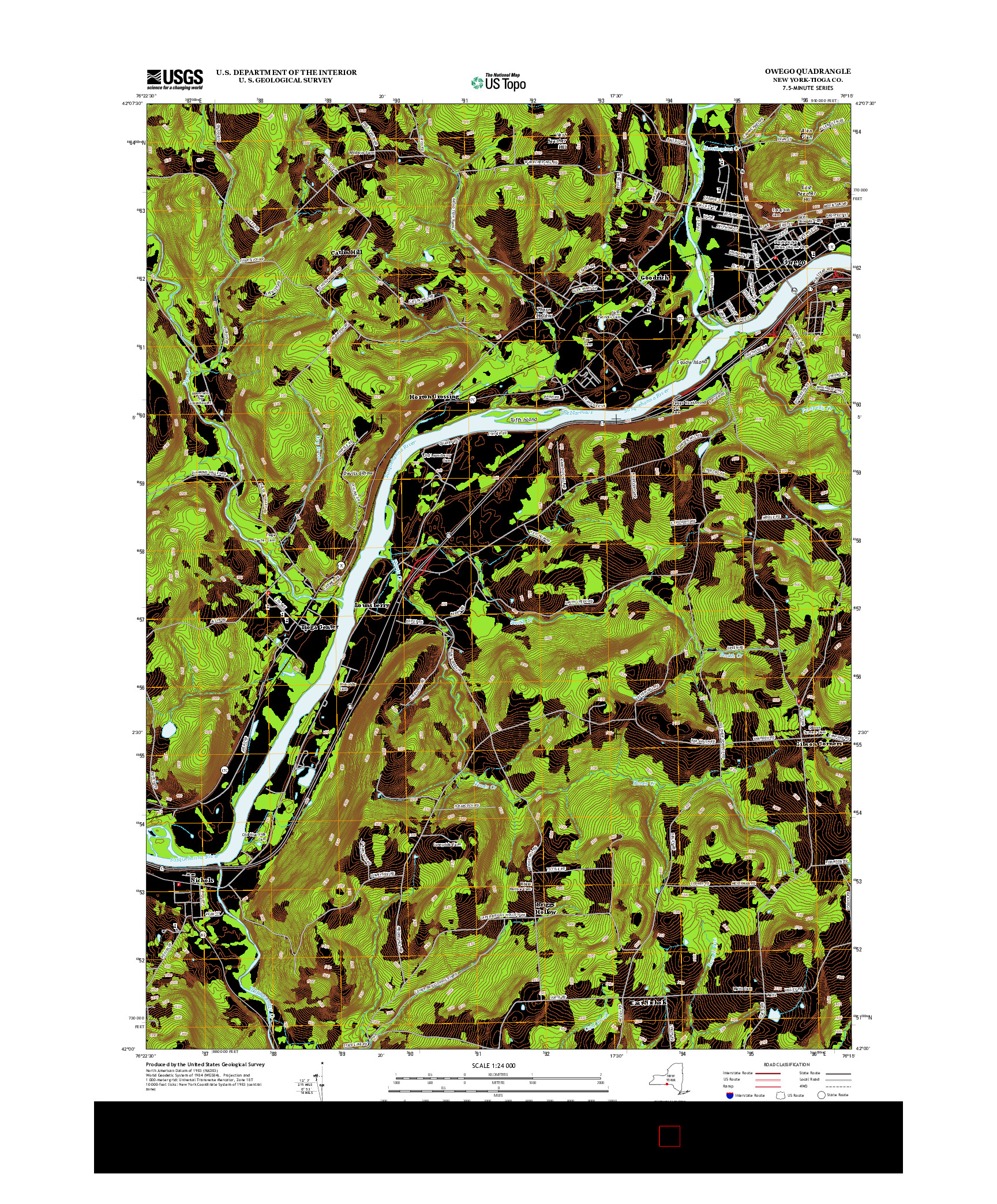 USGS US TOPO 7.5-MINUTE MAP FOR OWEGO, NY 2013