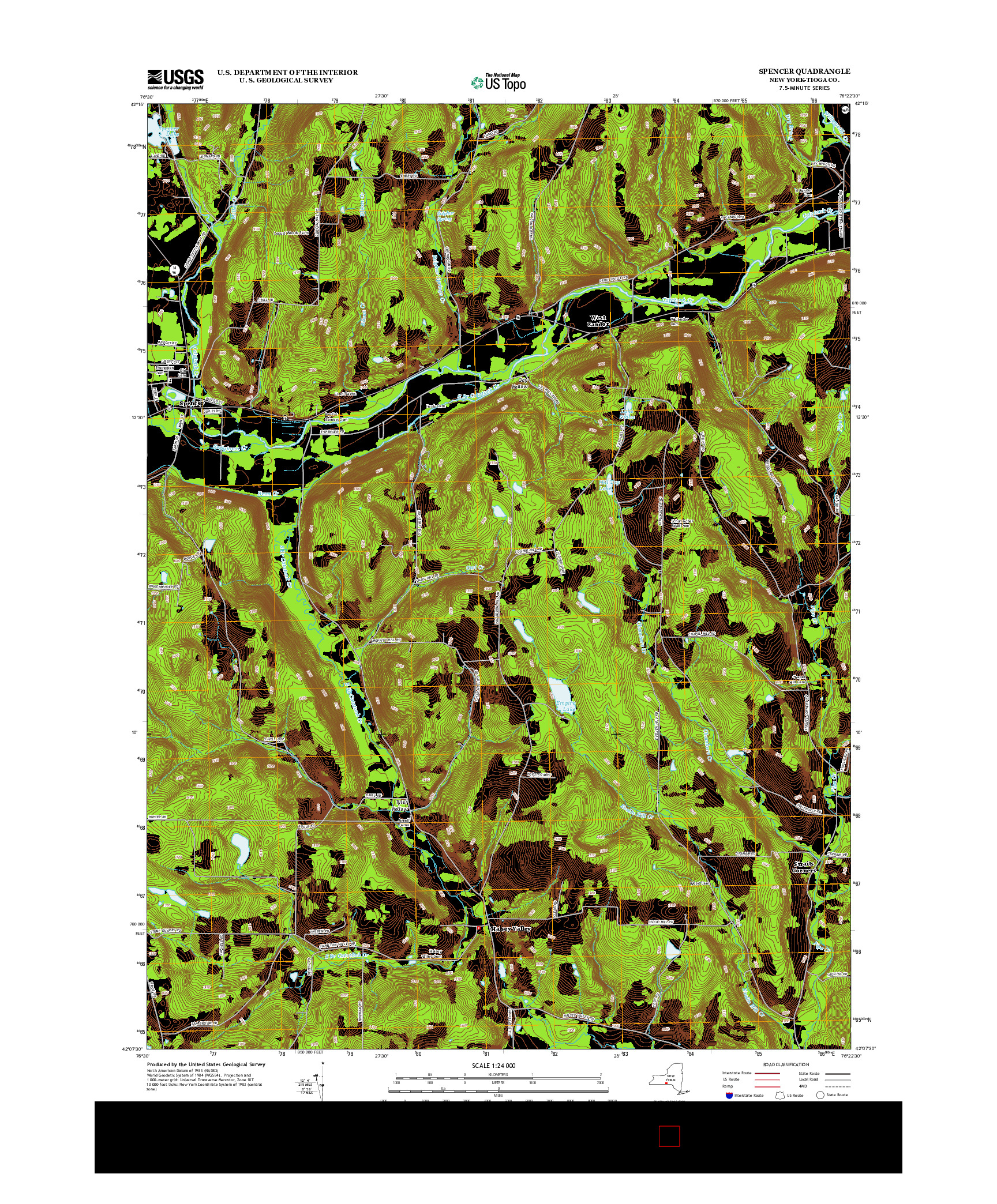 USGS US TOPO 7.5-MINUTE MAP FOR SPENCER, NY 2013