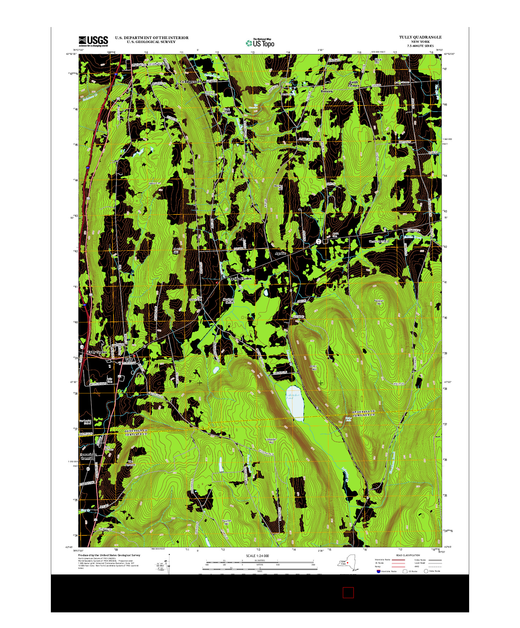 USGS US TOPO 7.5-MINUTE MAP FOR TULLY, NY 2013