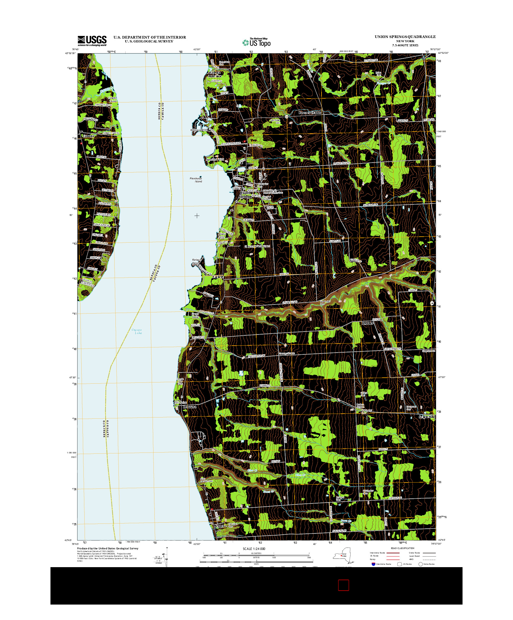 USGS US TOPO 7.5-MINUTE MAP FOR UNION SPRINGS, NY 2013