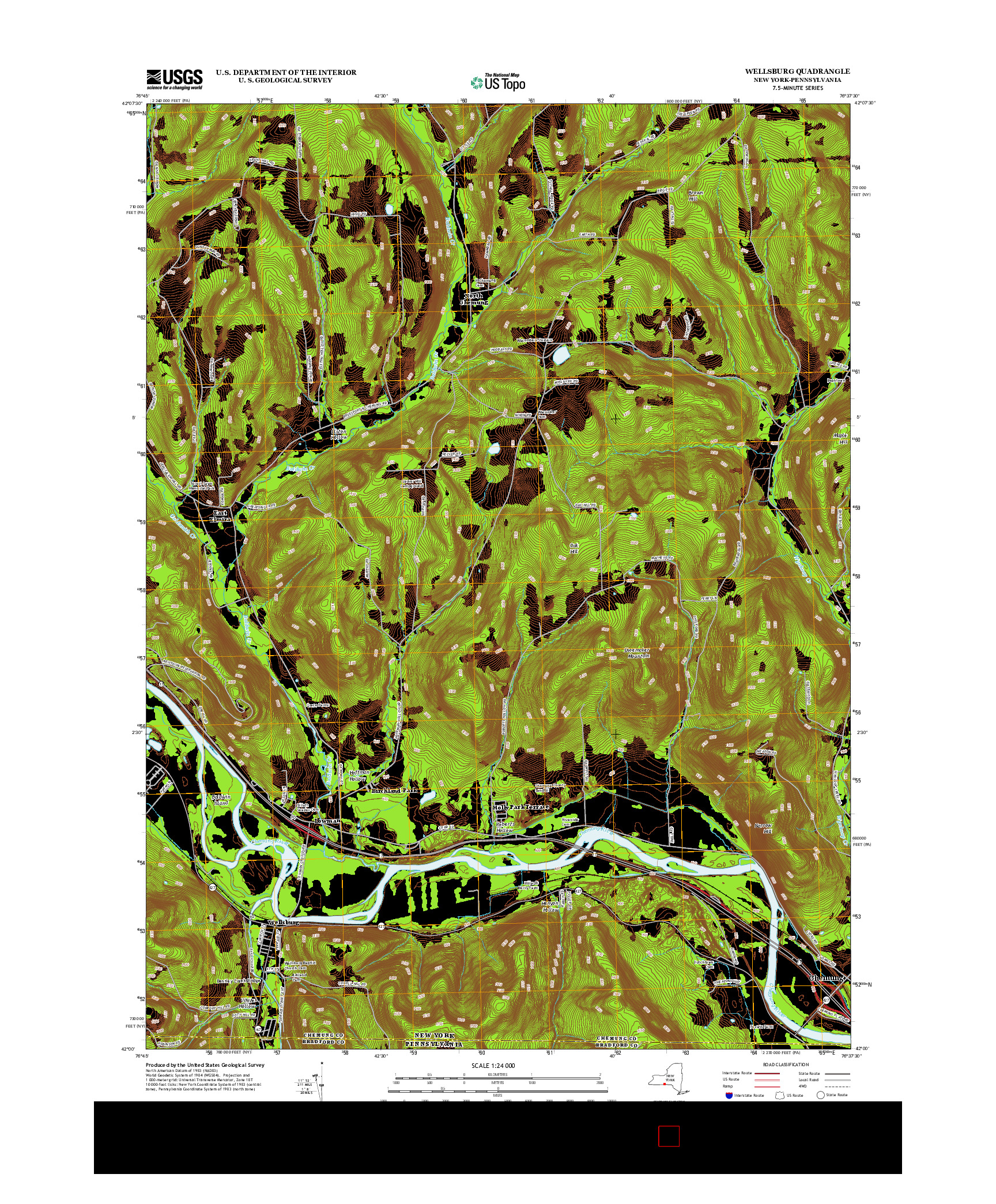 USGS US TOPO 7.5-MINUTE MAP FOR WELLSBURG, NY-PA 2013