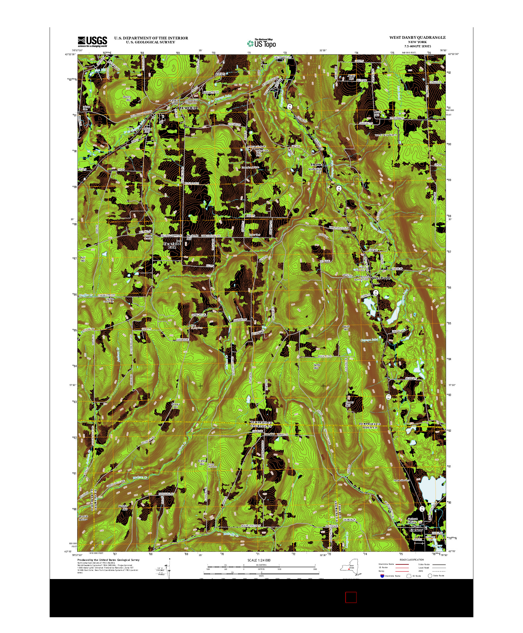 USGS US TOPO 7.5-MINUTE MAP FOR WEST DANBY, NY 2013