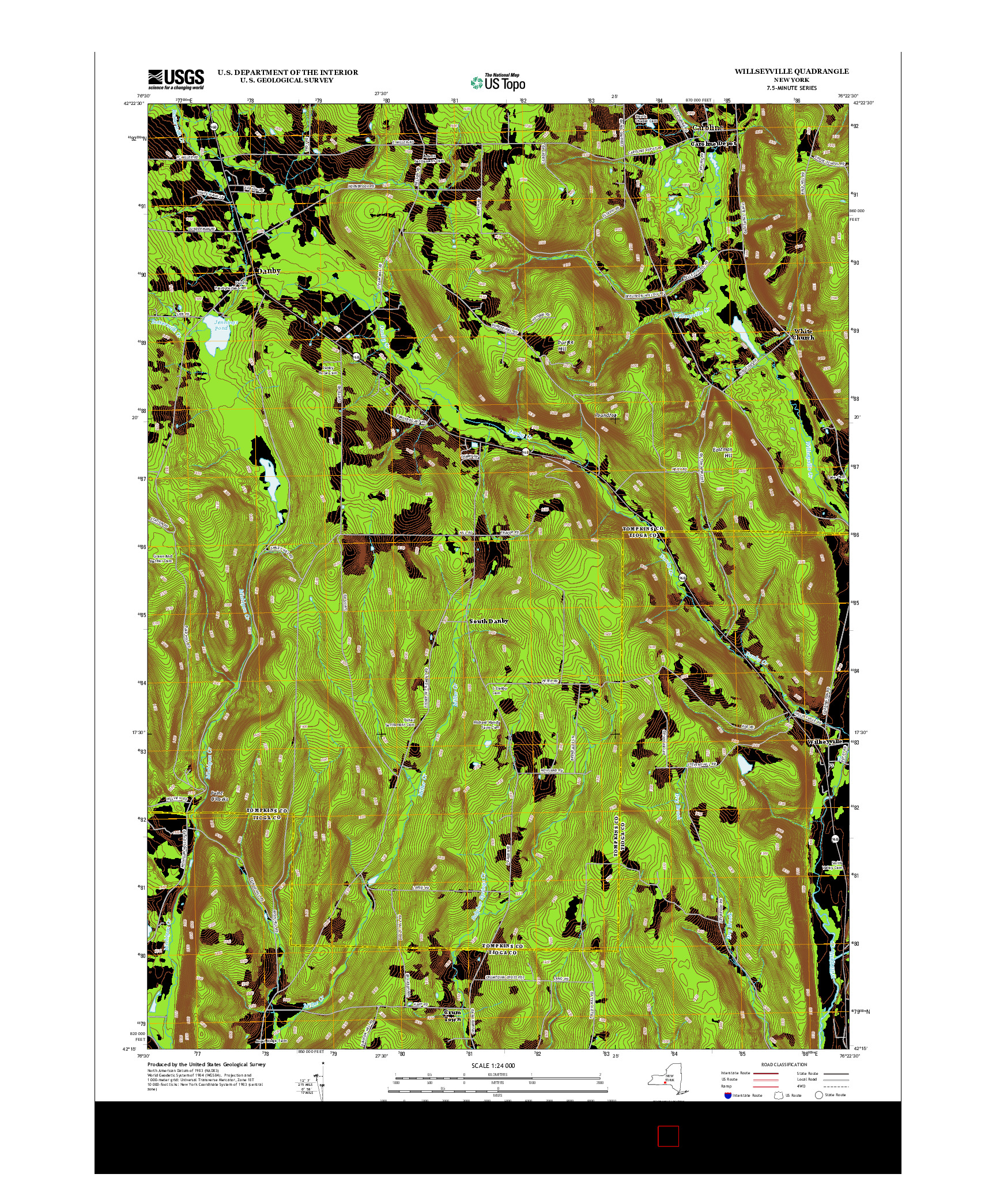 USGS US TOPO 7.5-MINUTE MAP FOR WILLSEYVILLE, NY 2013