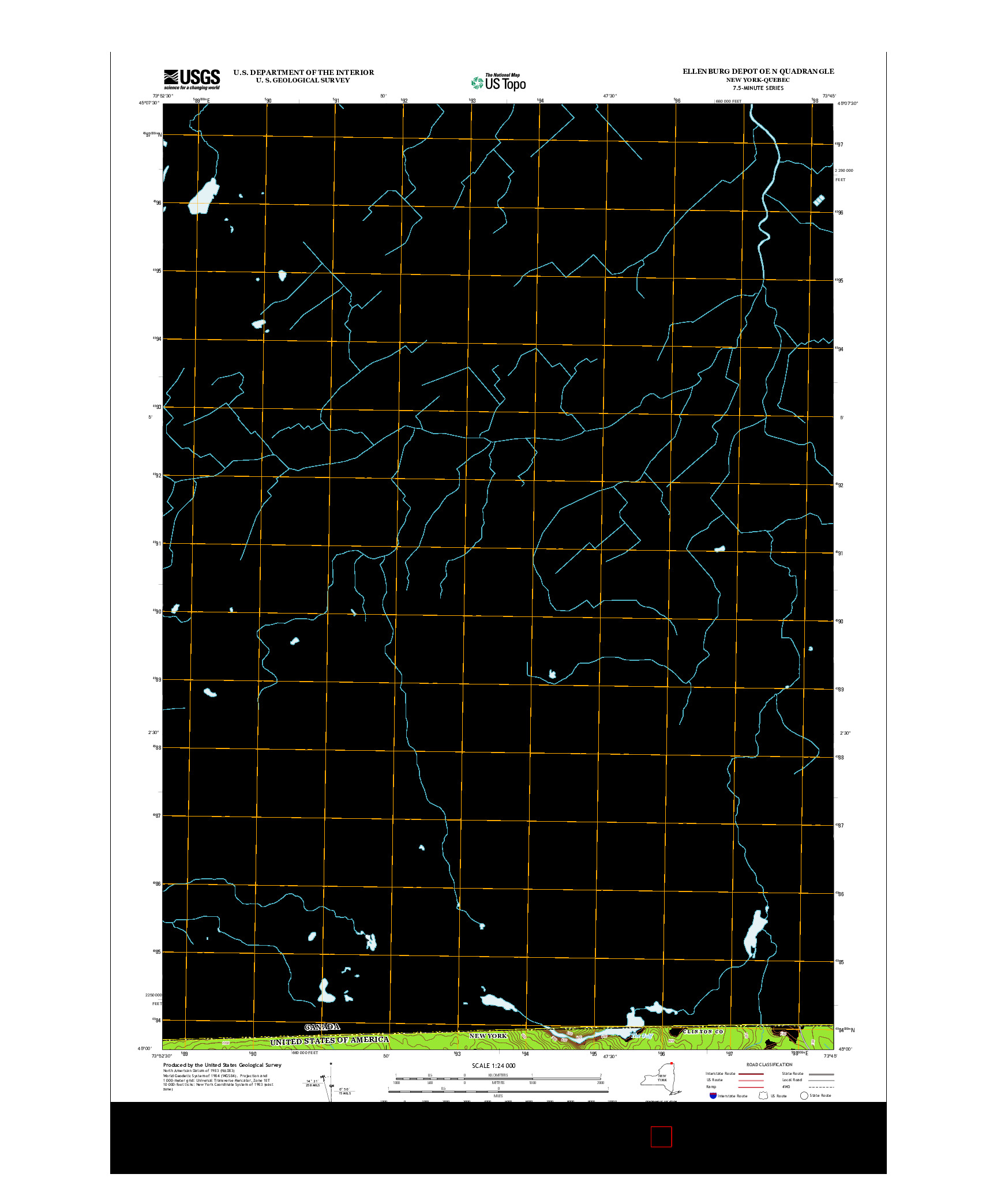 USGS US TOPO 7.5-MINUTE MAP FOR ELLENBURG DEPOT OE N, NY-QC 2013