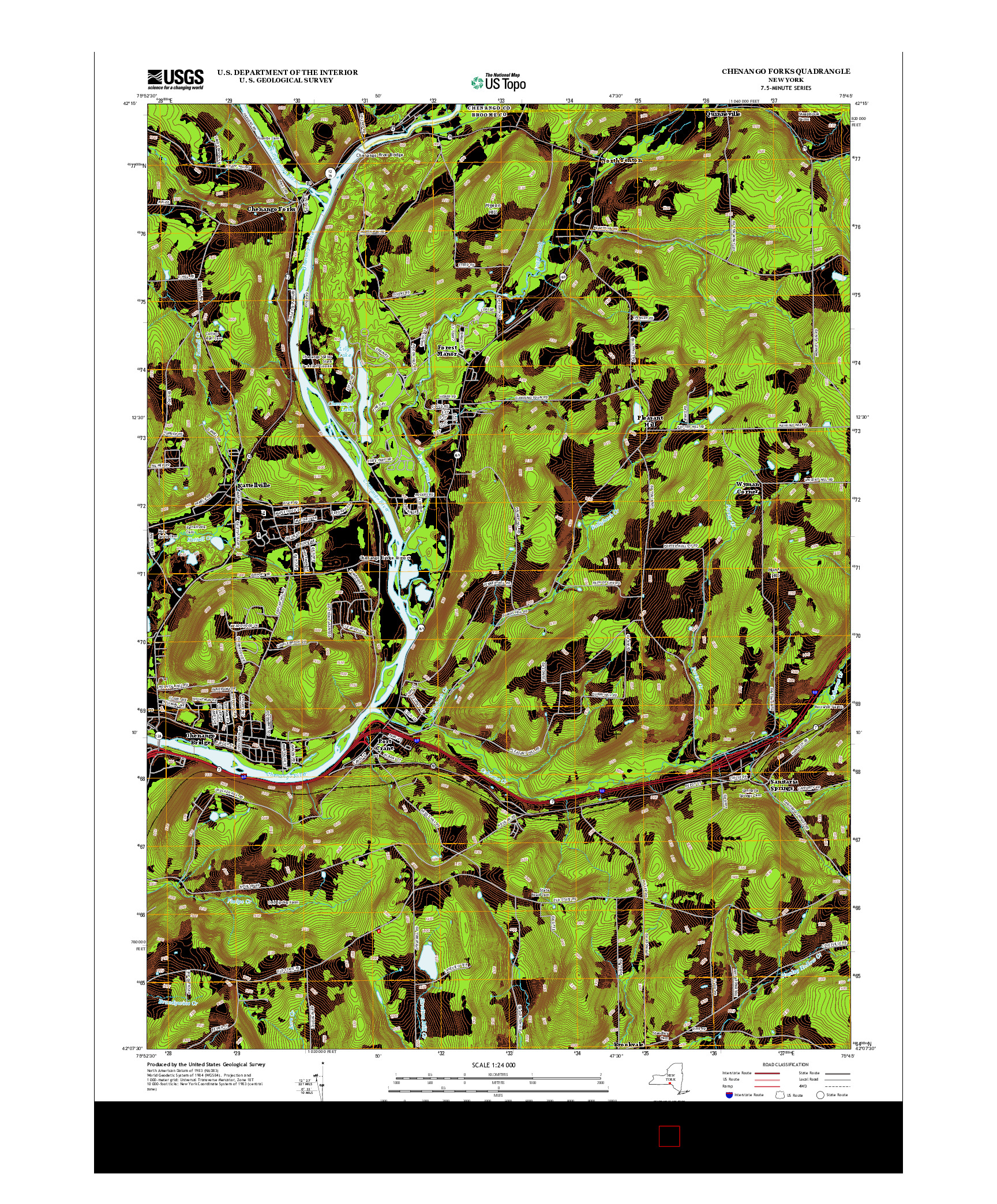 USGS US TOPO 7.5-MINUTE MAP FOR CHENANGO FORKS, NY 2013