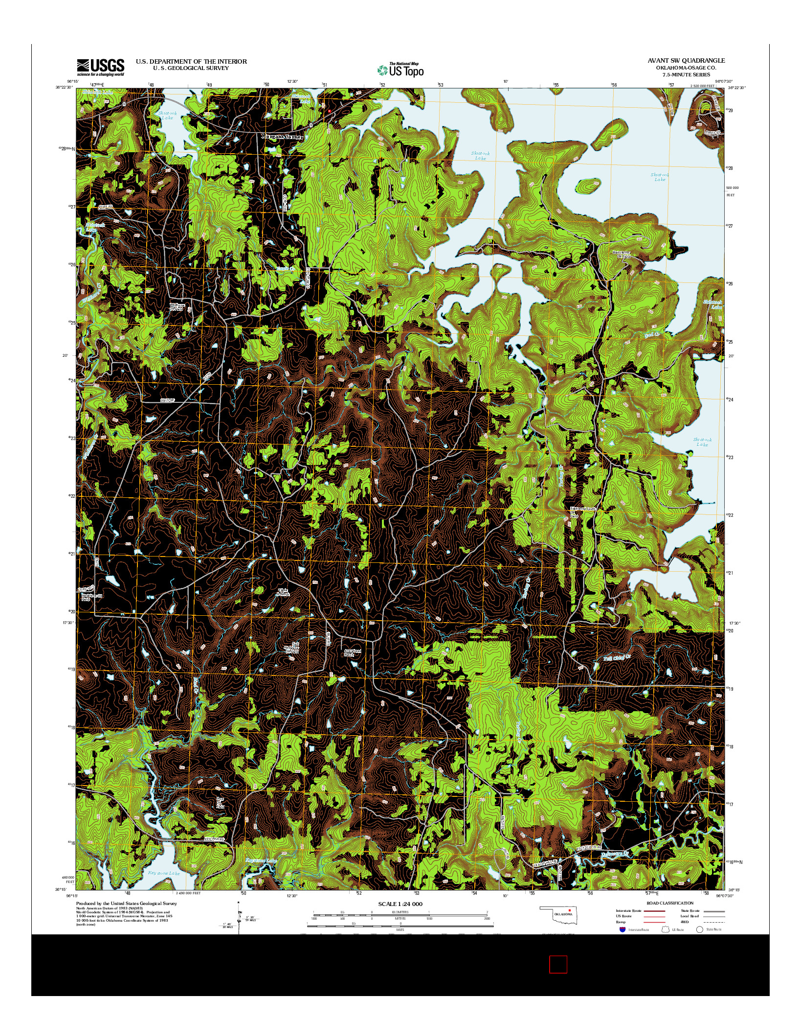 USGS US TOPO 7.5-MINUTE MAP FOR AVANT SW, OK 2013