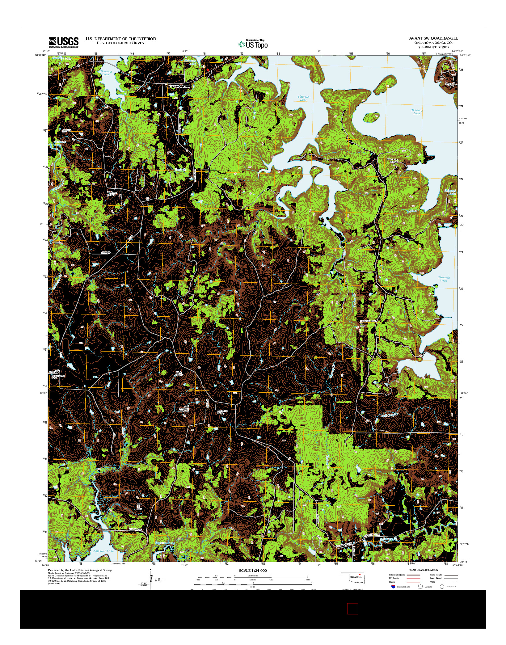 USGS US TOPO 7.5-MINUTE MAP FOR AVANT SW, OK 2013
