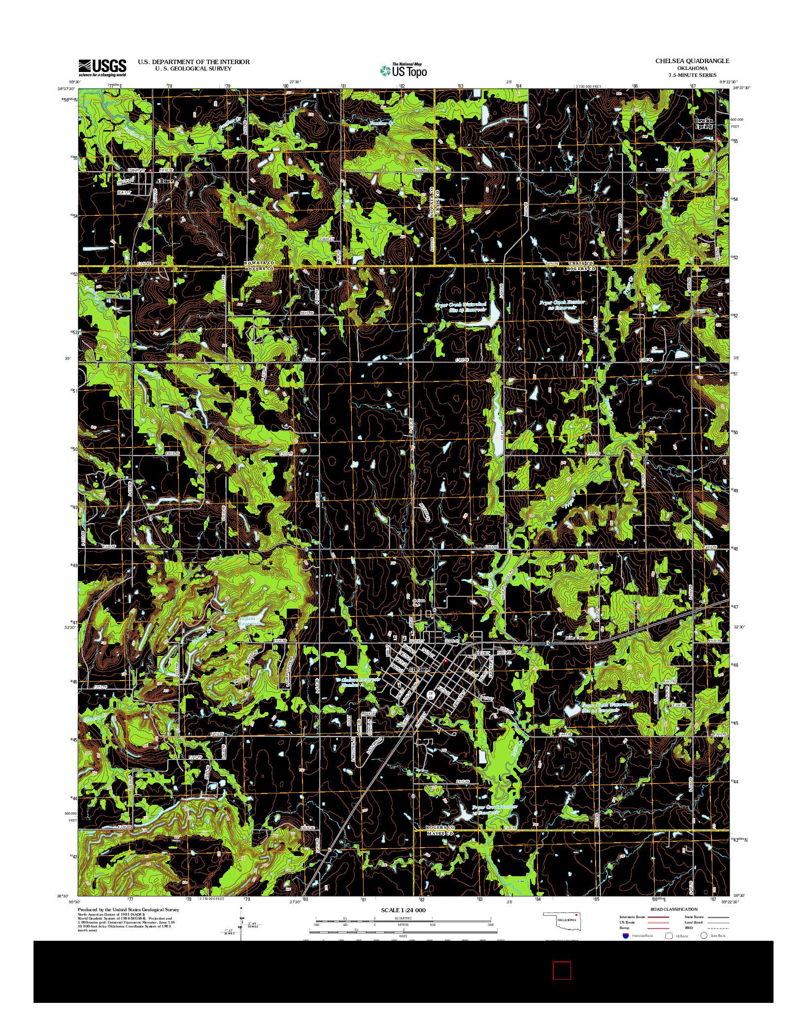 USGS US TOPO 7.5-MINUTE MAP FOR CHELSEA, OK 2013
