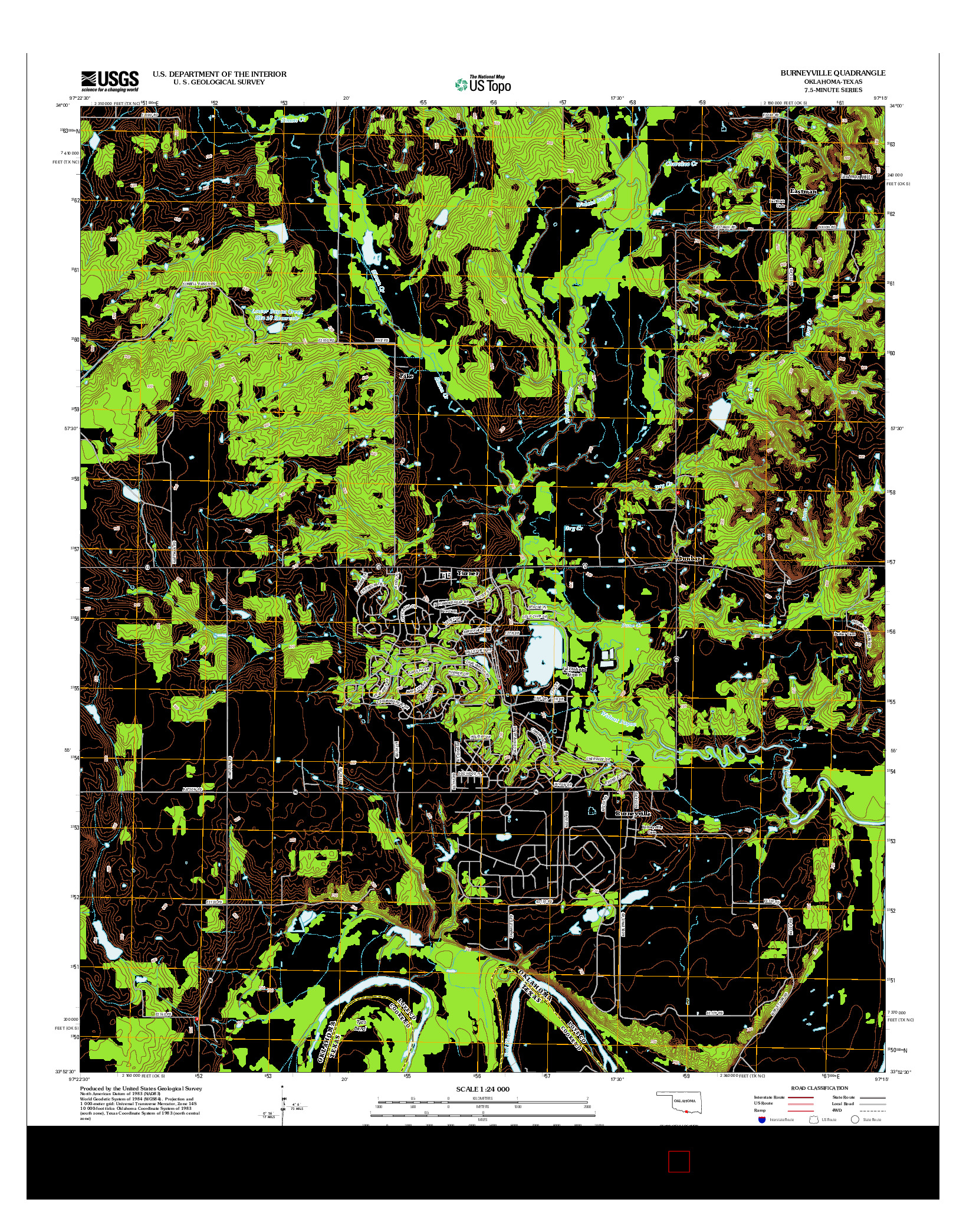 USGS US TOPO 7.5-MINUTE MAP FOR BURNEYVILLE, OK-TX 2013