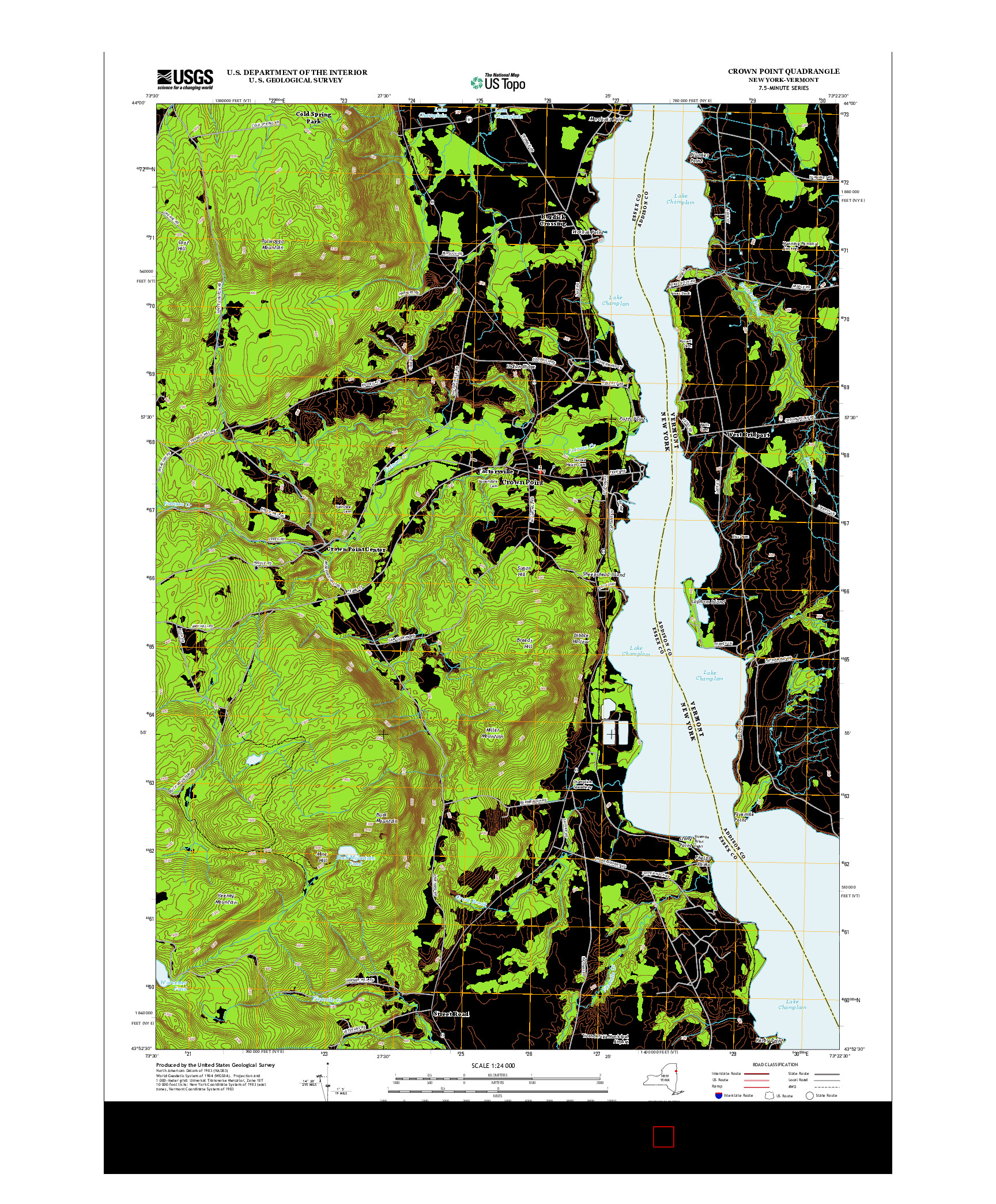 USGS US TOPO 7.5-MINUTE MAP FOR CROWN POINT, NY-VT 2013