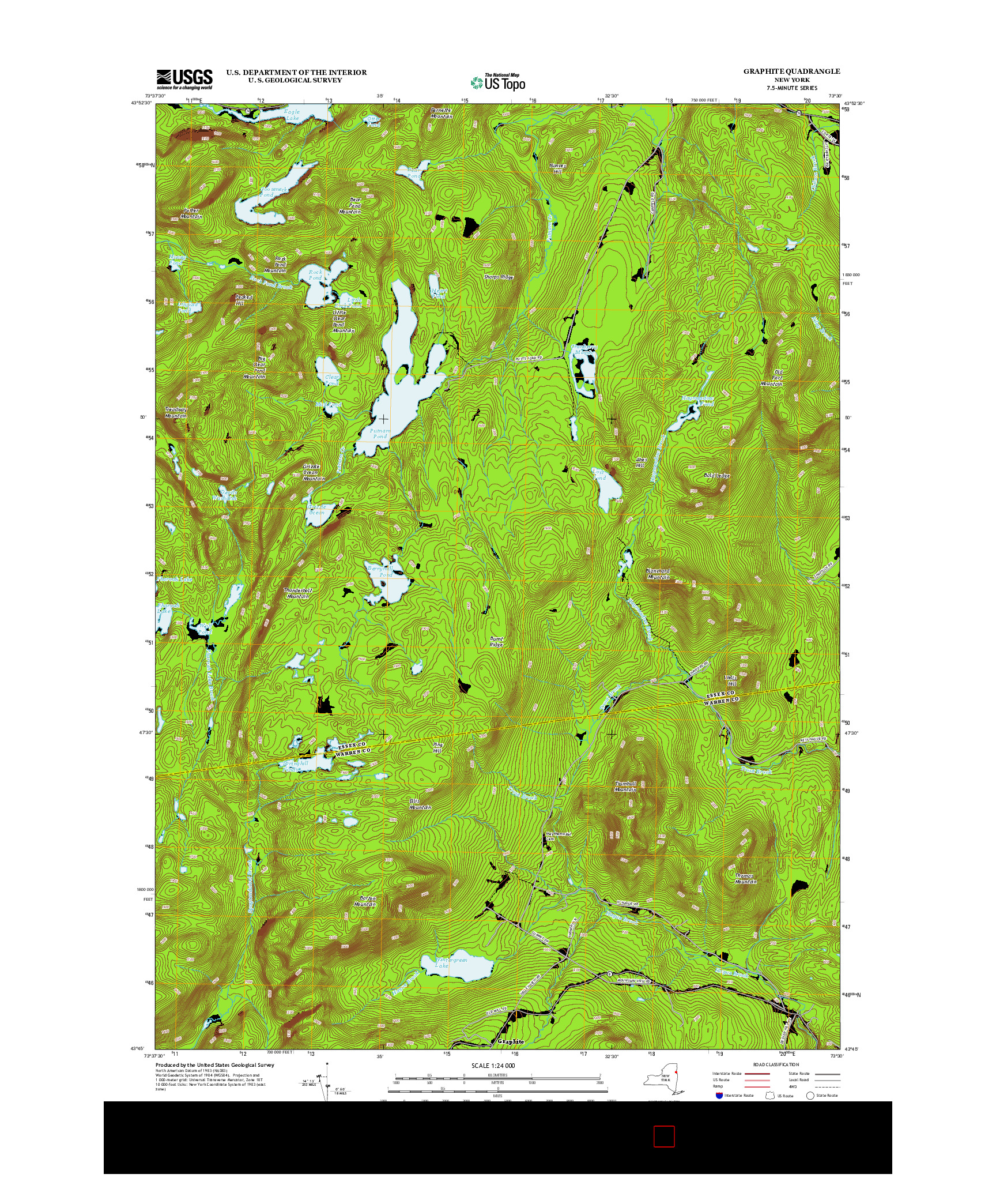 USGS US TOPO 7.5-MINUTE MAP FOR GRAPHITE, NY 2013