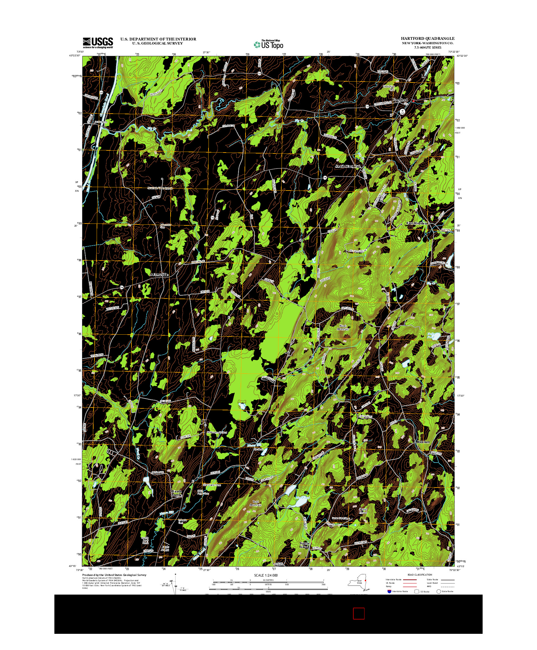 USGS US TOPO 7.5-MINUTE MAP FOR HARTFORD, NY 2013