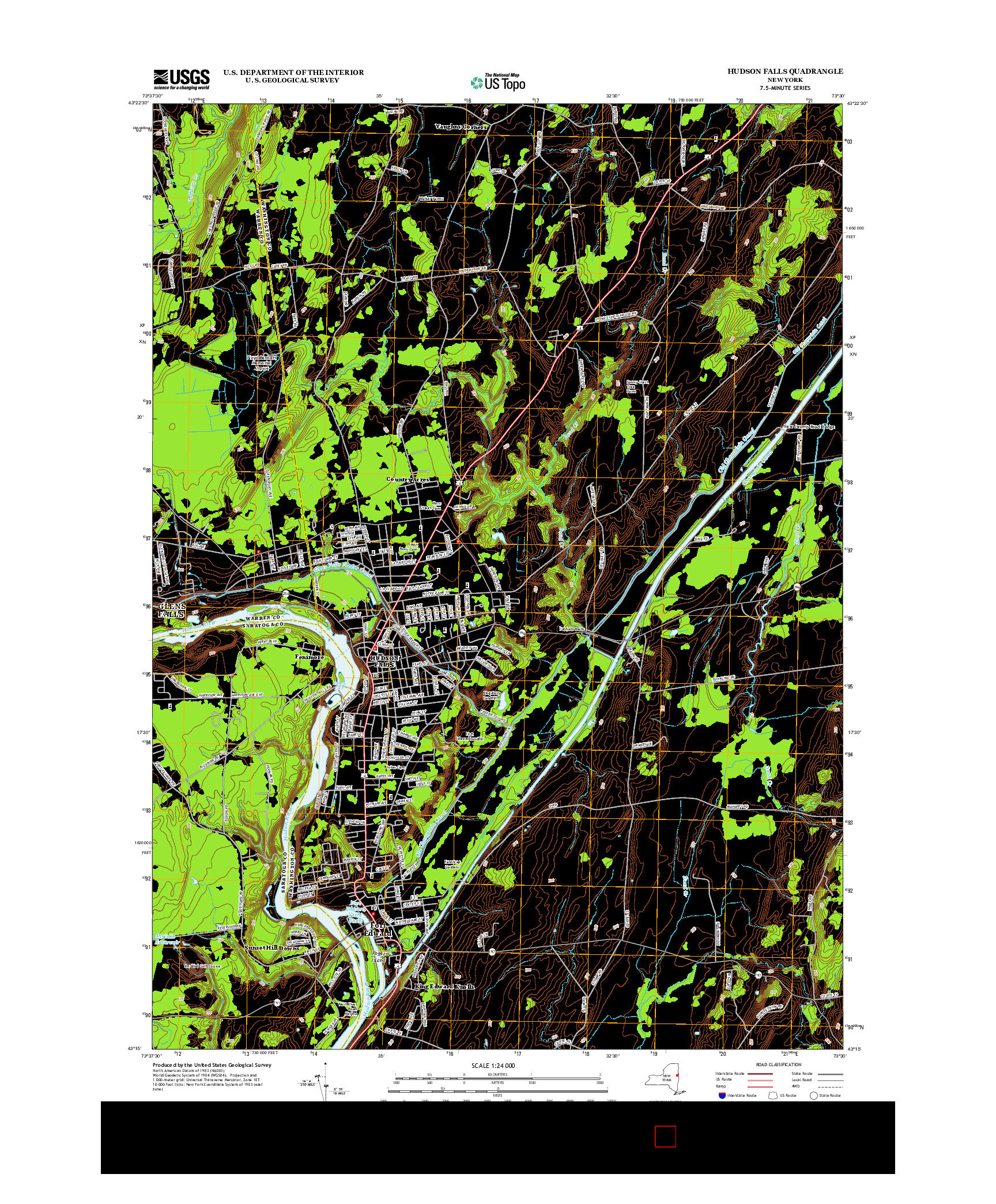 USGS US TOPO 7.5-MINUTE MAP FOR HUDSON FALLS, NY 2013