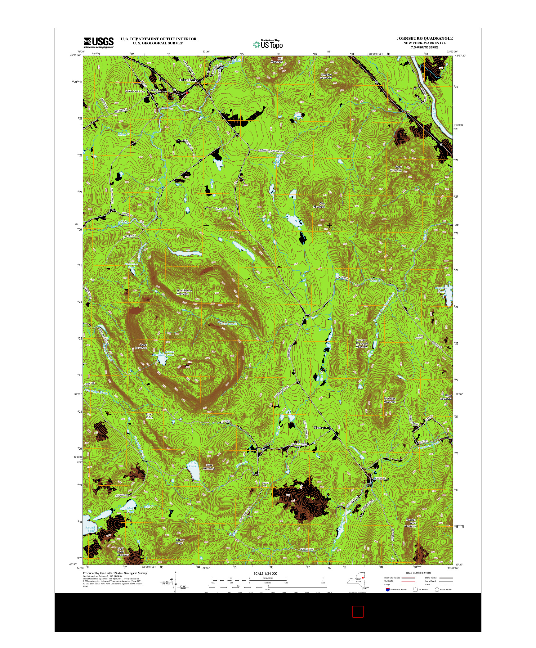 USGS US TOPO 7.5-MINUTE MAP FOR JOHNSBURG, NY 2013