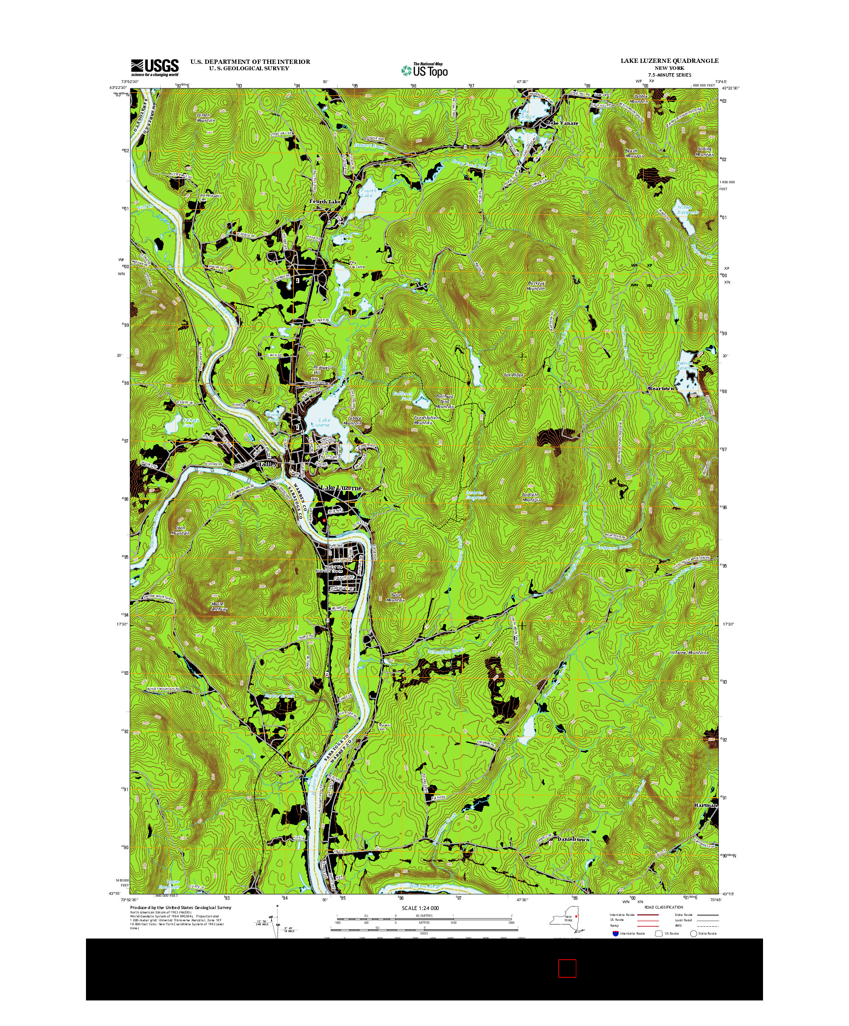 USGS US TOPO 7.5-MINUTE MAP FOR LAKE LUZERNE, NY 2013