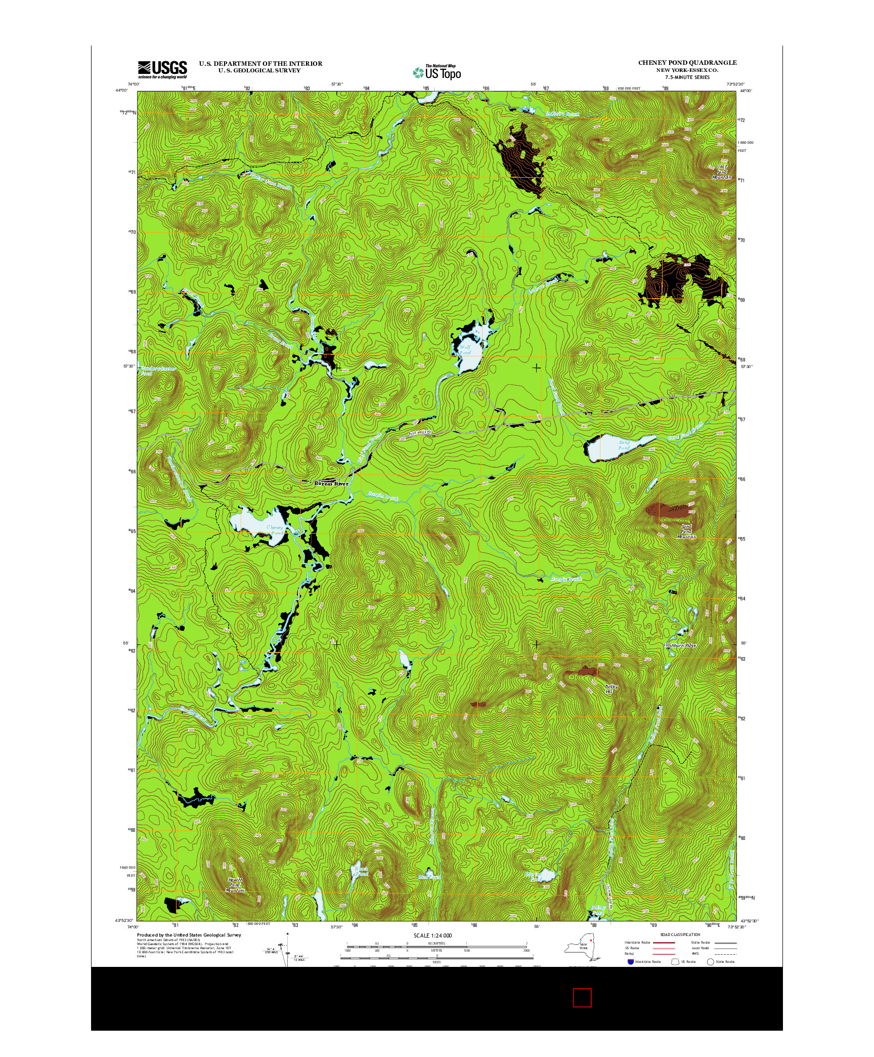 USGS US TOPO 7.5-MINUTE MAP FOR CHENEY POND, NY 2013