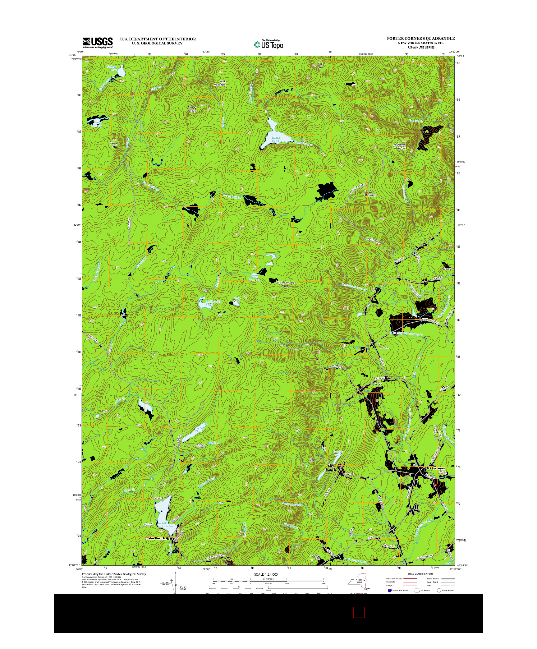 USGS US TOPO 7.5-MINUTE MAP FOR PORTER CORNERS, NY 2013