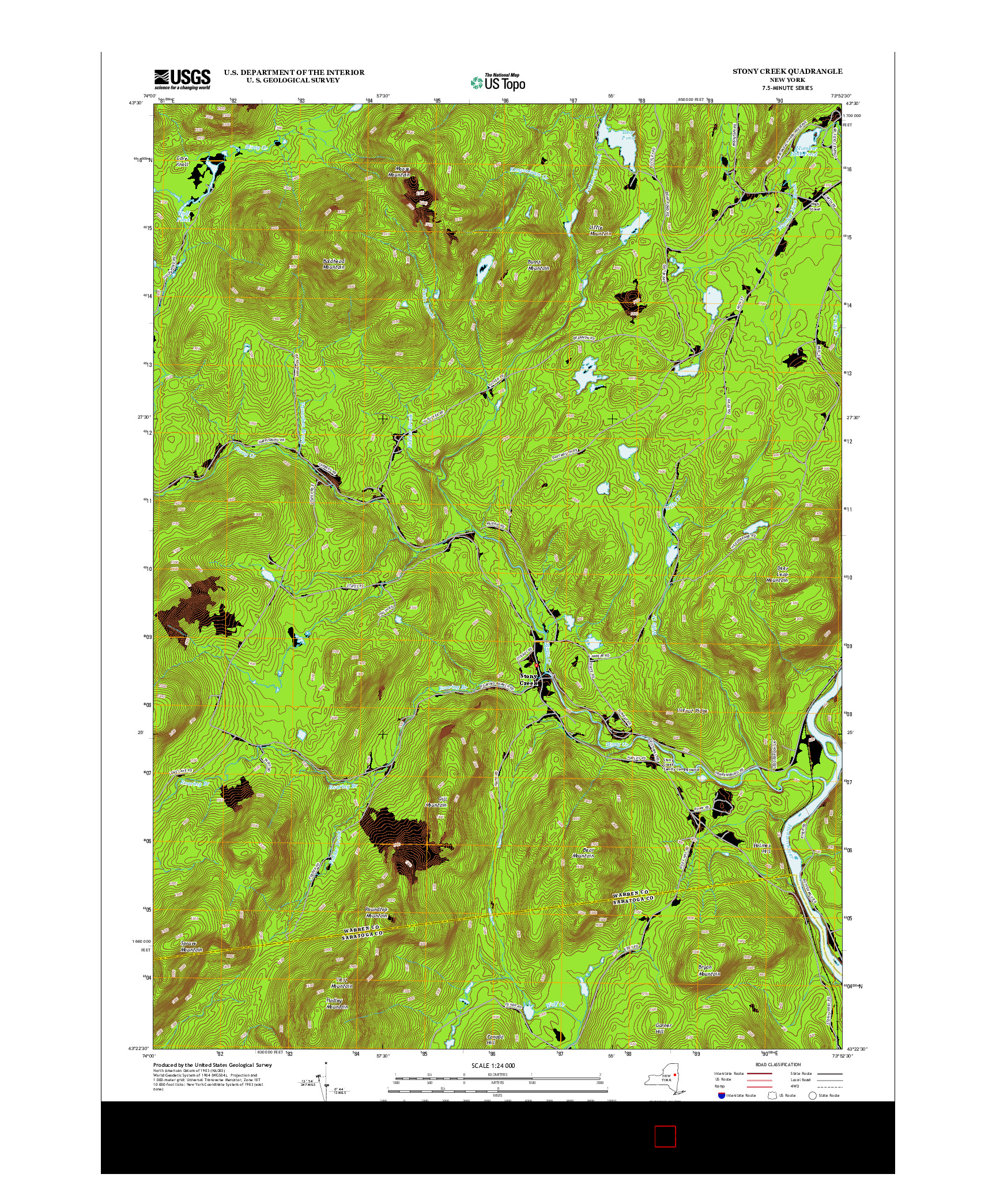 USGS US TOPO 7.5-MINUTE MAP FOR STONY CREEK, NY 2013