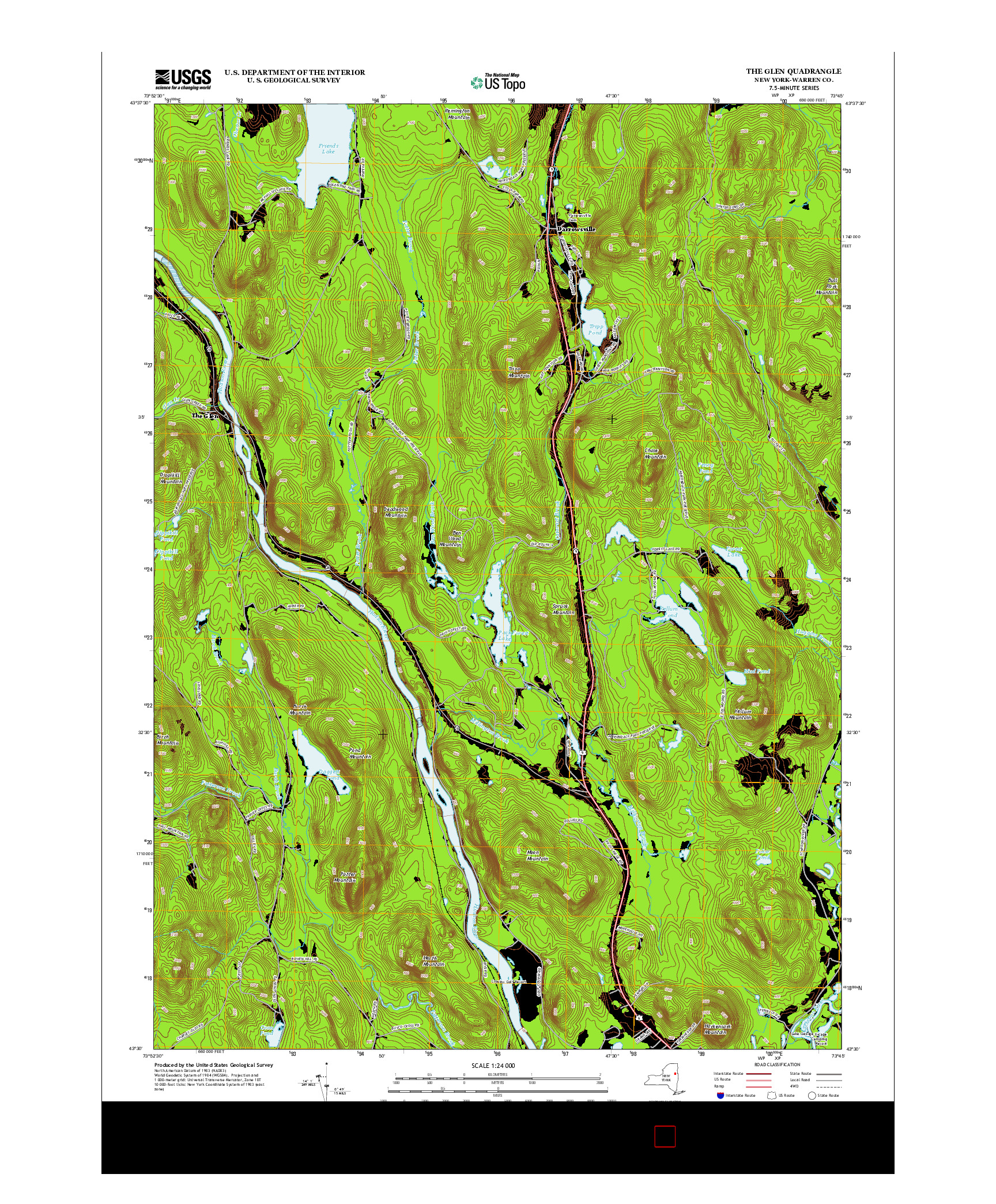 USGS US TOPO 7.5-MINUTE MAP FOR THE GLEN, NY 2013