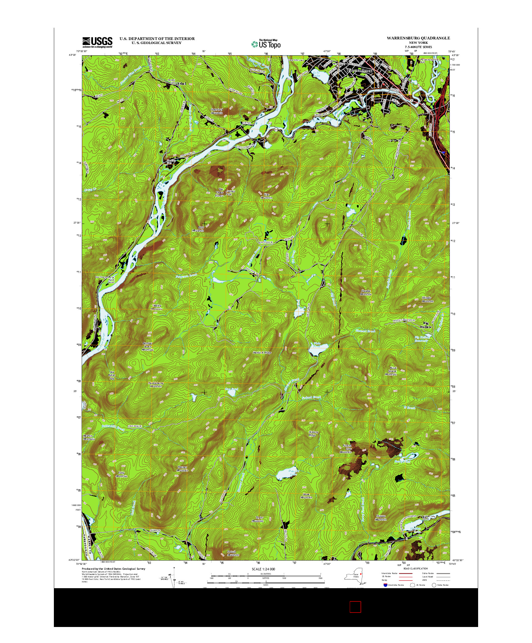 USGS US TOPO 7.5-MINUTE MAP FOR WARRENSBURG, NY 2013