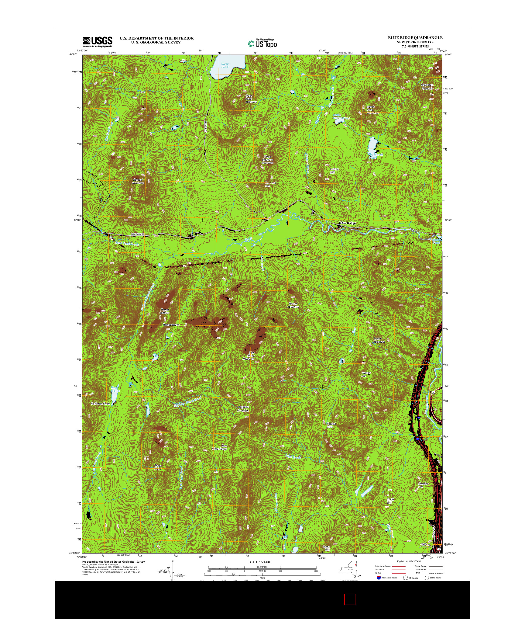 USGS US TOPO 7.5-MINUTE MAP FOR BLUE RIDGE, NY 2013