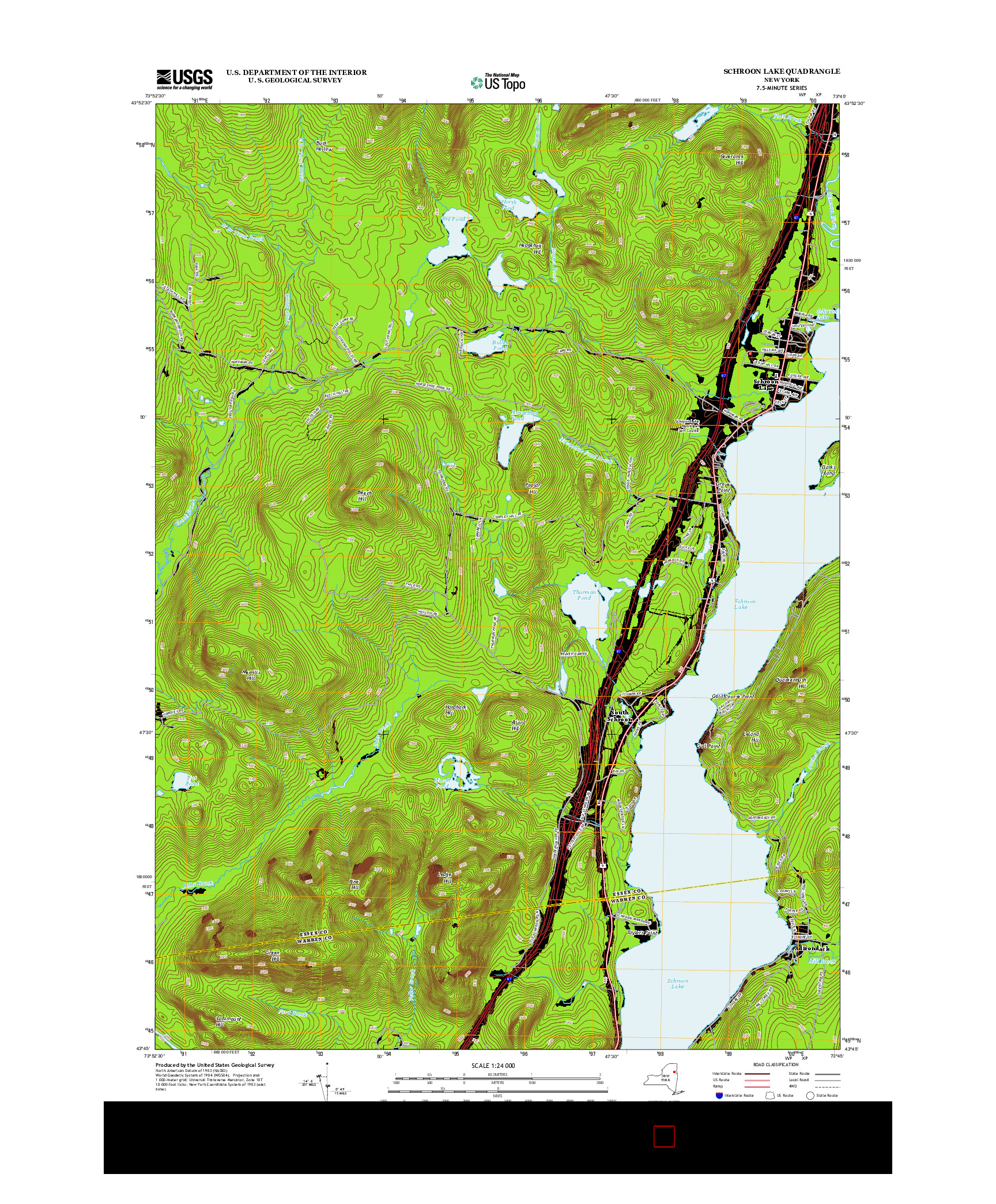USGS US TOPO 7.5-MINUTE MAP FOR SCHROON LAKE, NY 2013