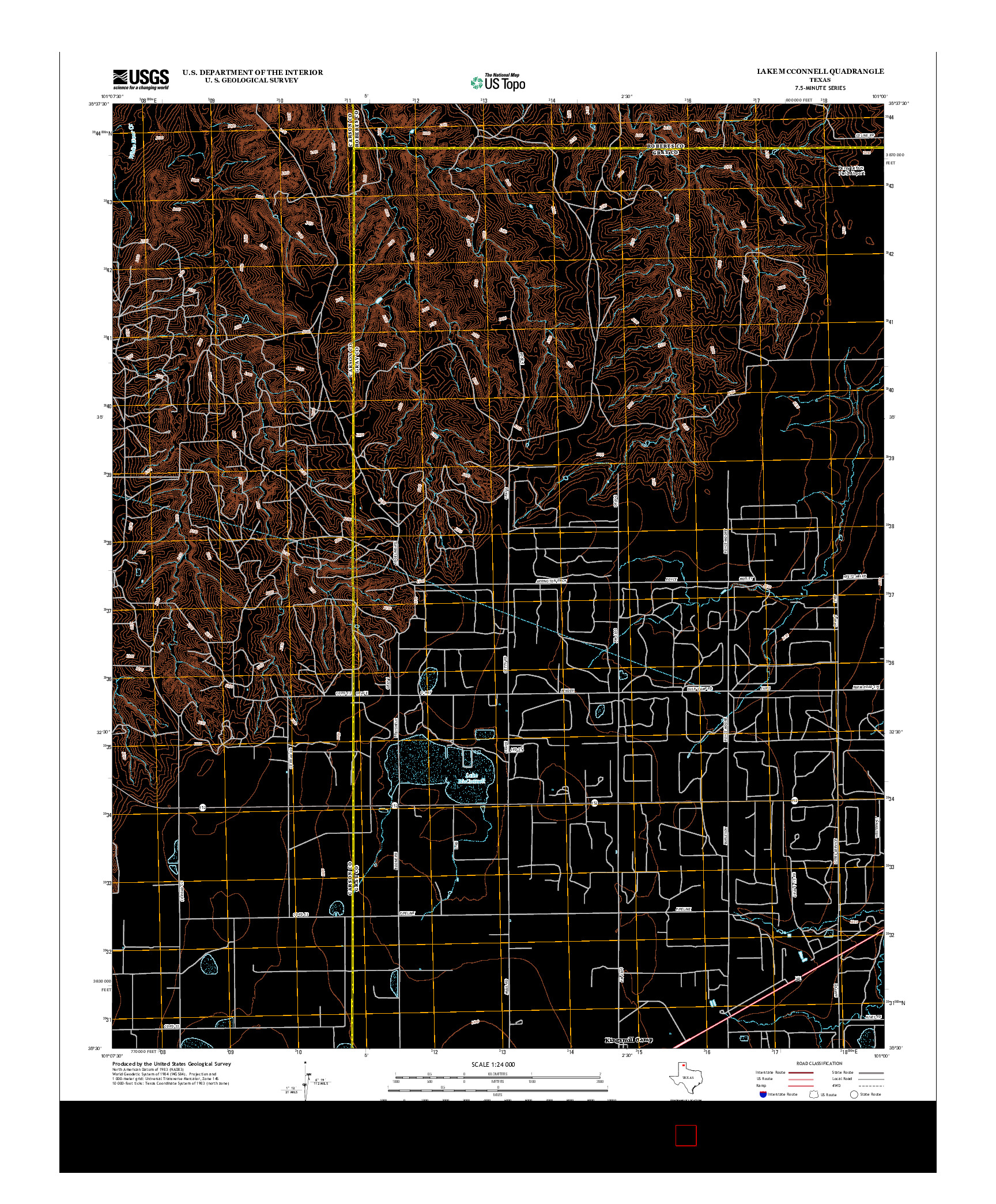 USGS US TOPO 7.5-MINUTE MAP FOR LAKE MCCONNELL, TX 2013