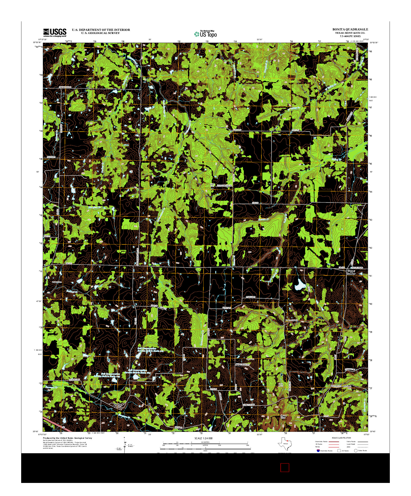 USGS US TOPO 7.5-MINUTE MAP FOR BONITA, TX 2013