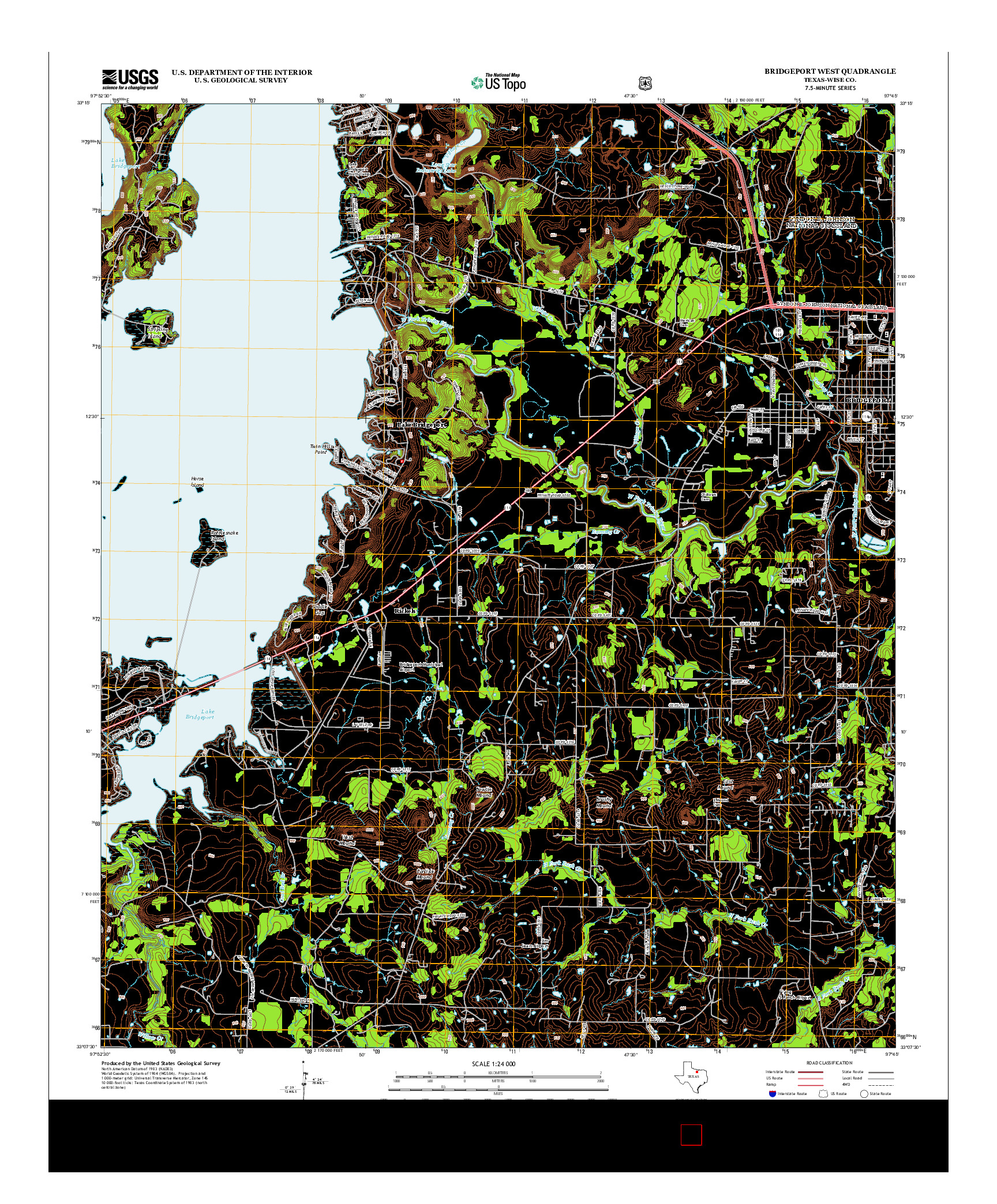 USGS US TOPO 7.5-MINUTE MAP FOR BRIDGEPORT WEST, TX 2013