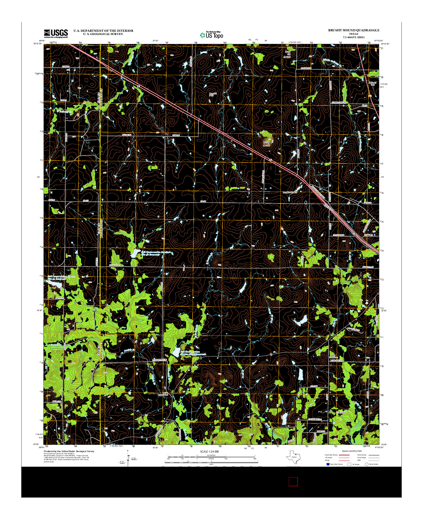 USGS US TOPO 7.5-MINUTE MAP FOR BRUSHY MOUND, TX 2013