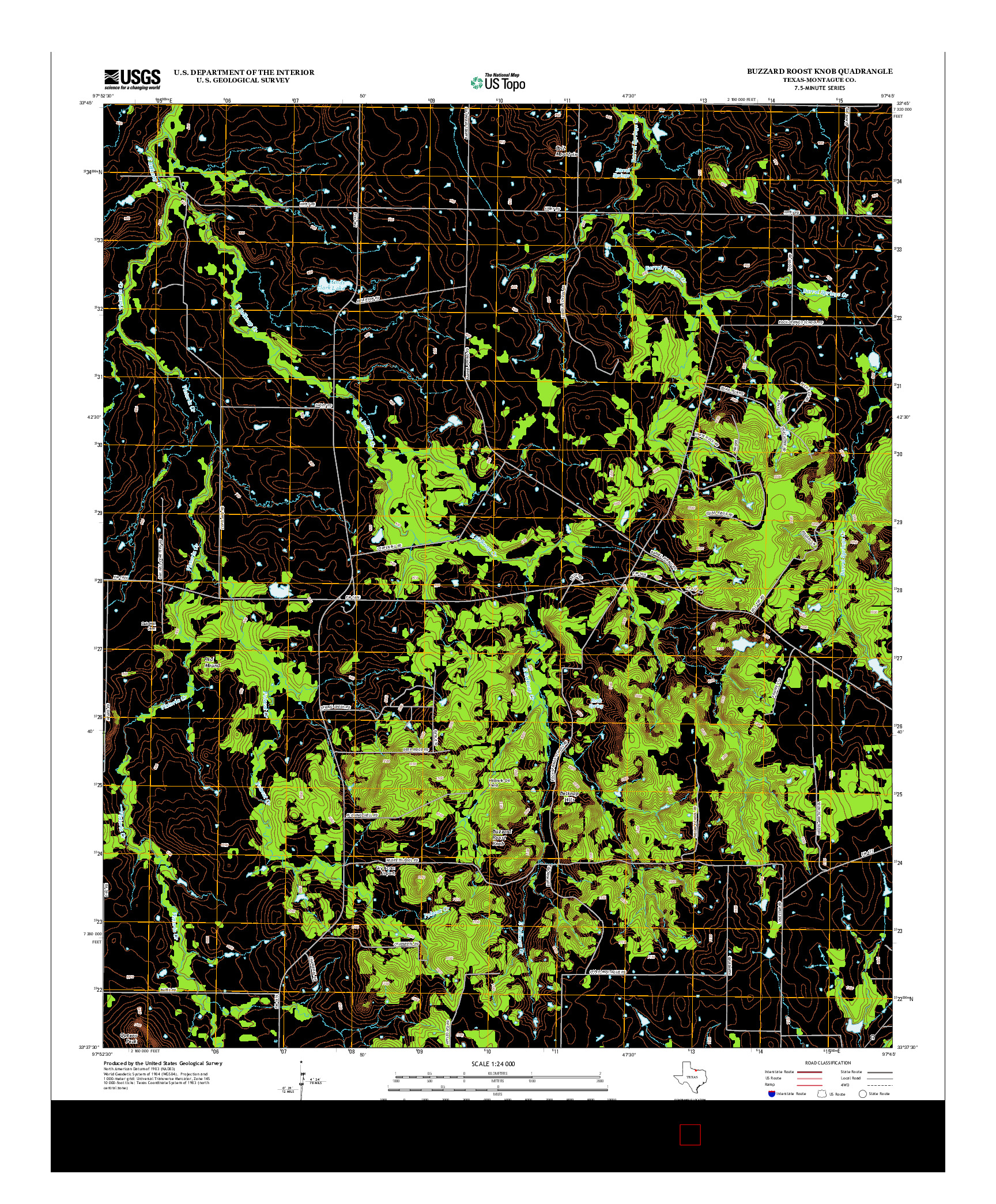 USGS US TOPO 7.5-MINUTE MAP FOR BUZZARD ROOST KNOB, TX 2013