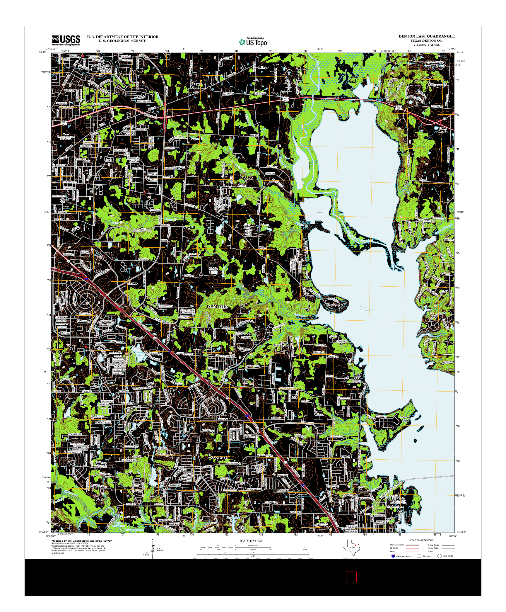 USGS US TOPO 7.5-MINUTE MAP FOR DENTON EAST, TX 2013