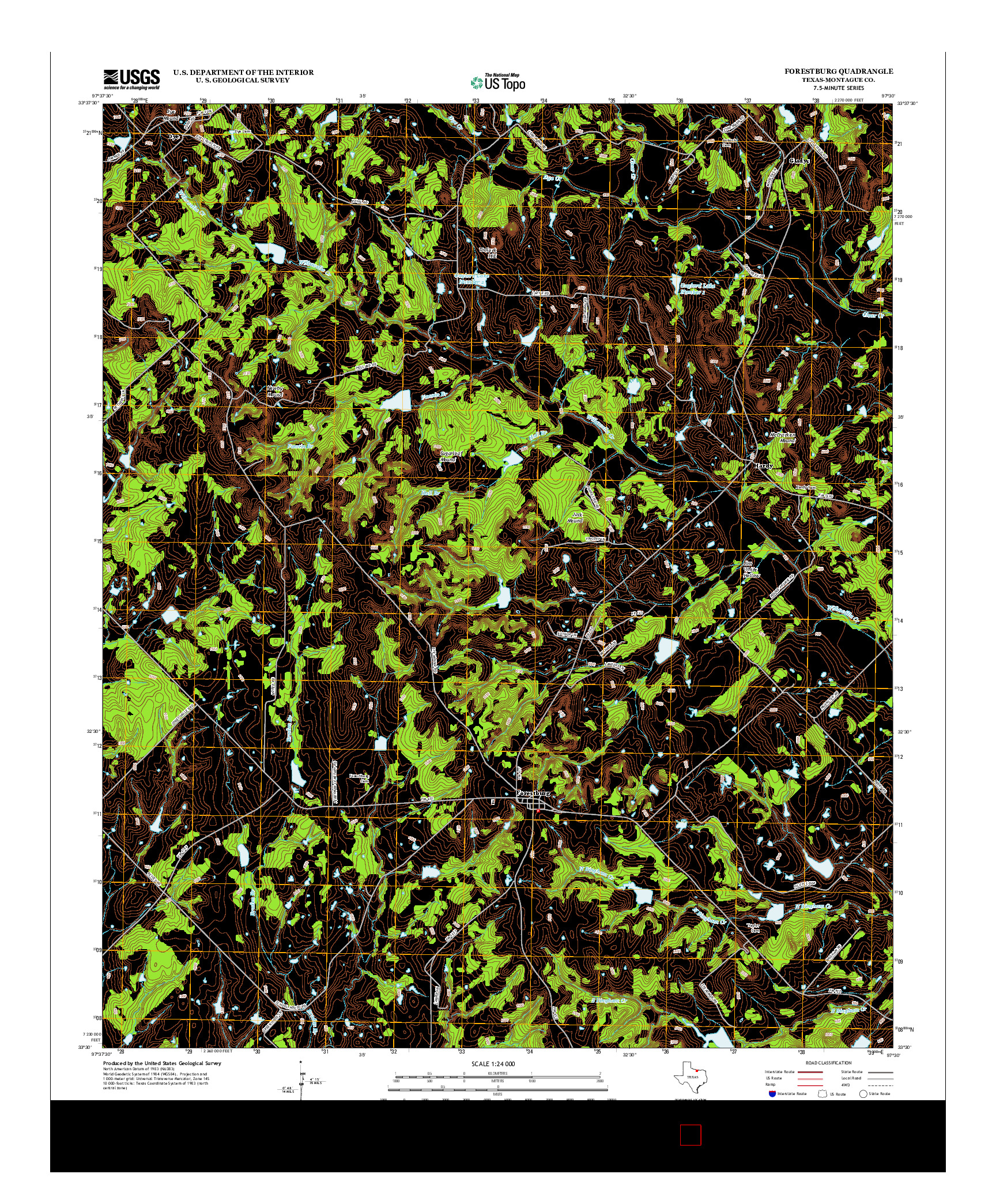 USGS US TOPO 7.5-MINUTE MAP FOR FORESTBURG, TX 2013