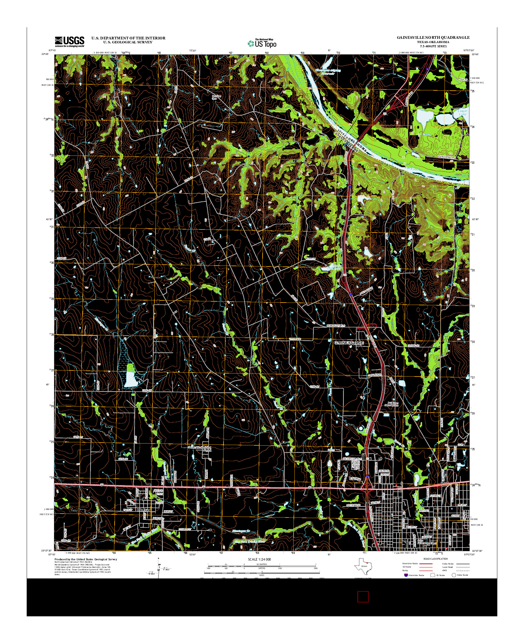 USGS US TOPO 7.5-MINUTE MAP FOR GAINESVILLE NORTH, TX-OK 2013