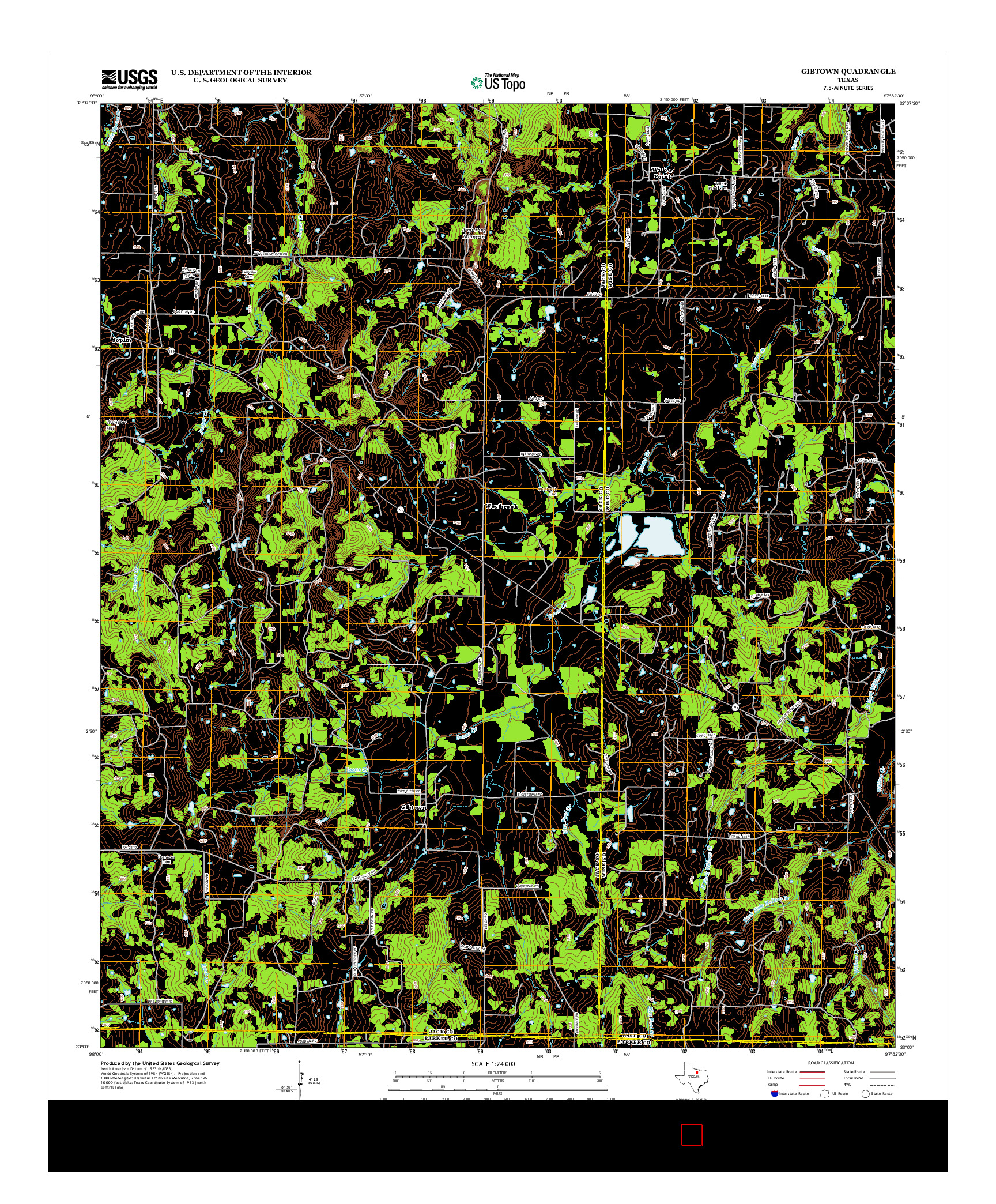 USGS US TOPO 7.5-MINUTE MAP FOR GIBTOWN, TX 2013