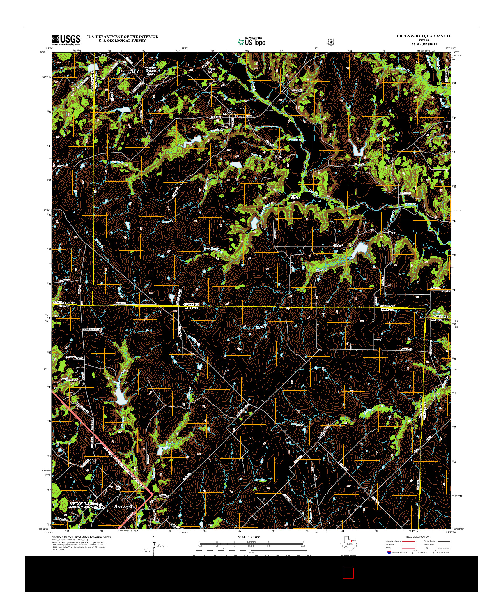 USGS US TOPO 7.5-MINUTE MAP FOR GREENWOOD, TX 2013