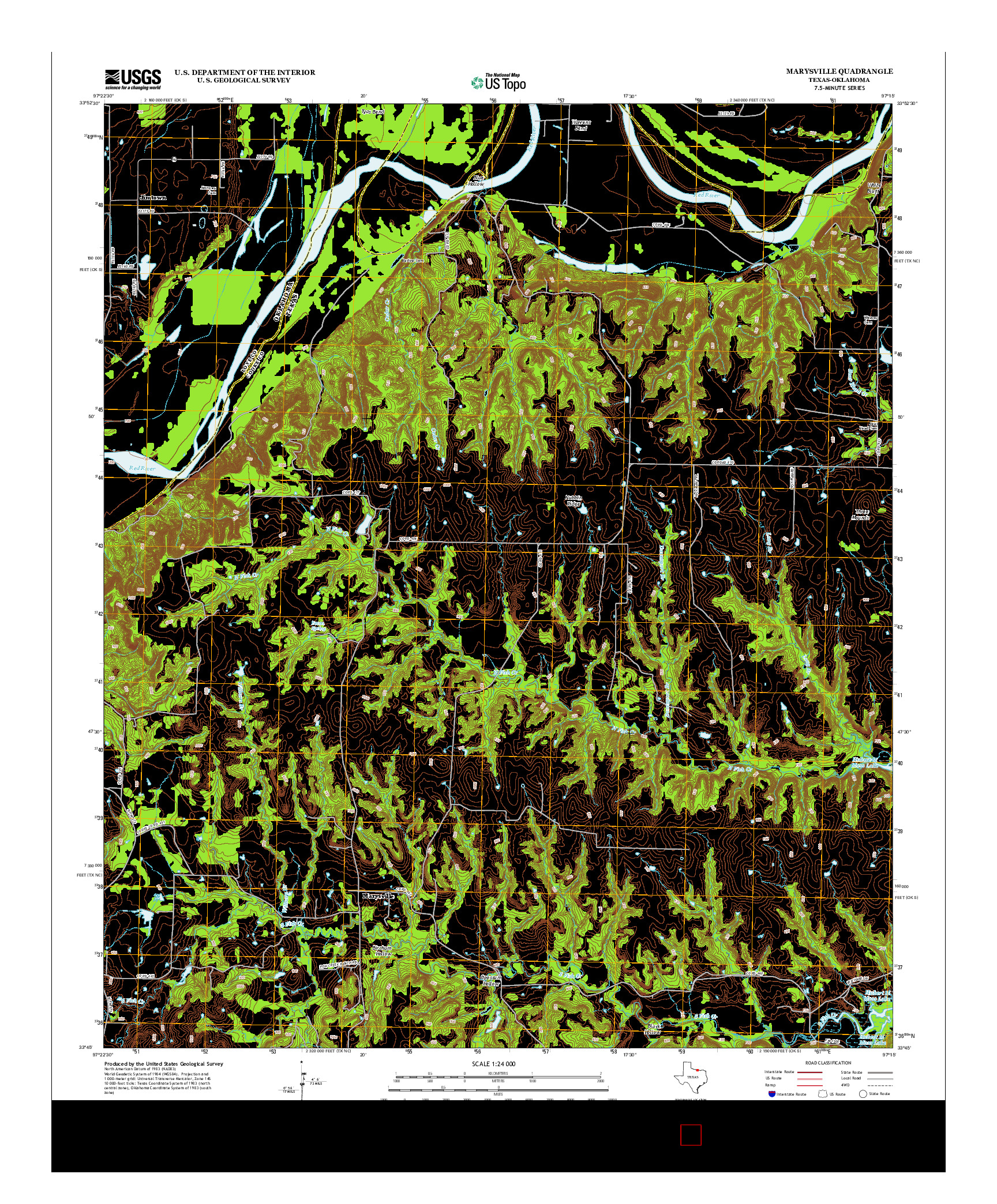 USGS US TOPO 7.5-MINUTE MAP FOR MARYSVILLE, TX-OK 2013