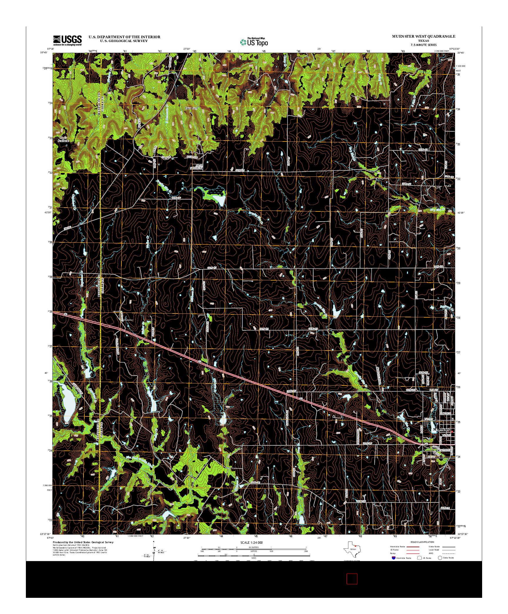 USGS US TOPO 7.5-MINUTE MAP FOR MUENSTER WEST, TX 2013